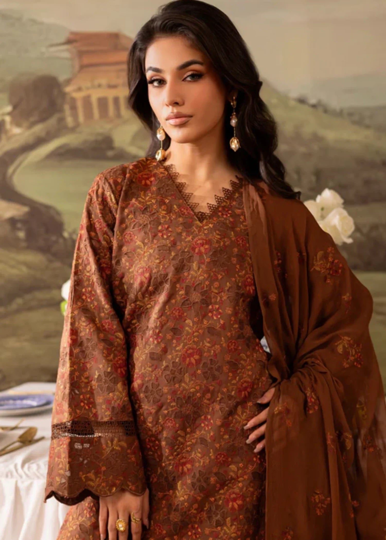 viscose Unstitched in Brown