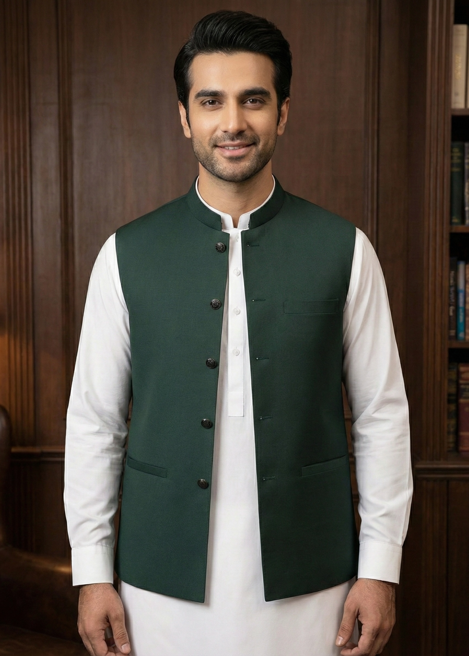 wash & wear Waistcoat in Dark green