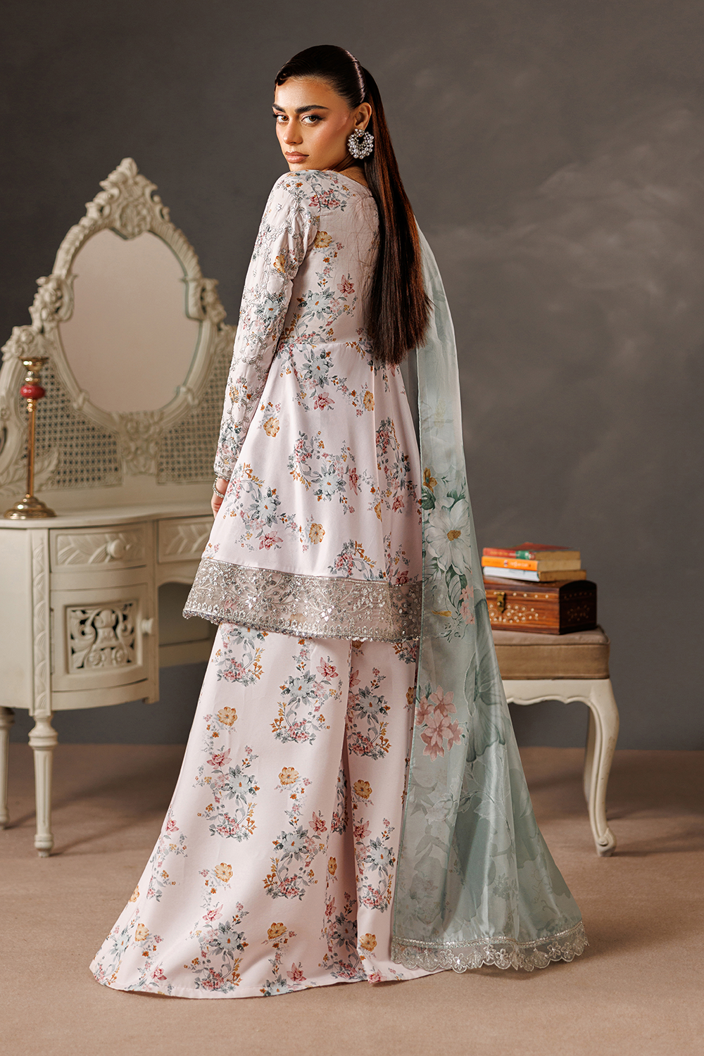 thai silk Sharara in Tea rose pink