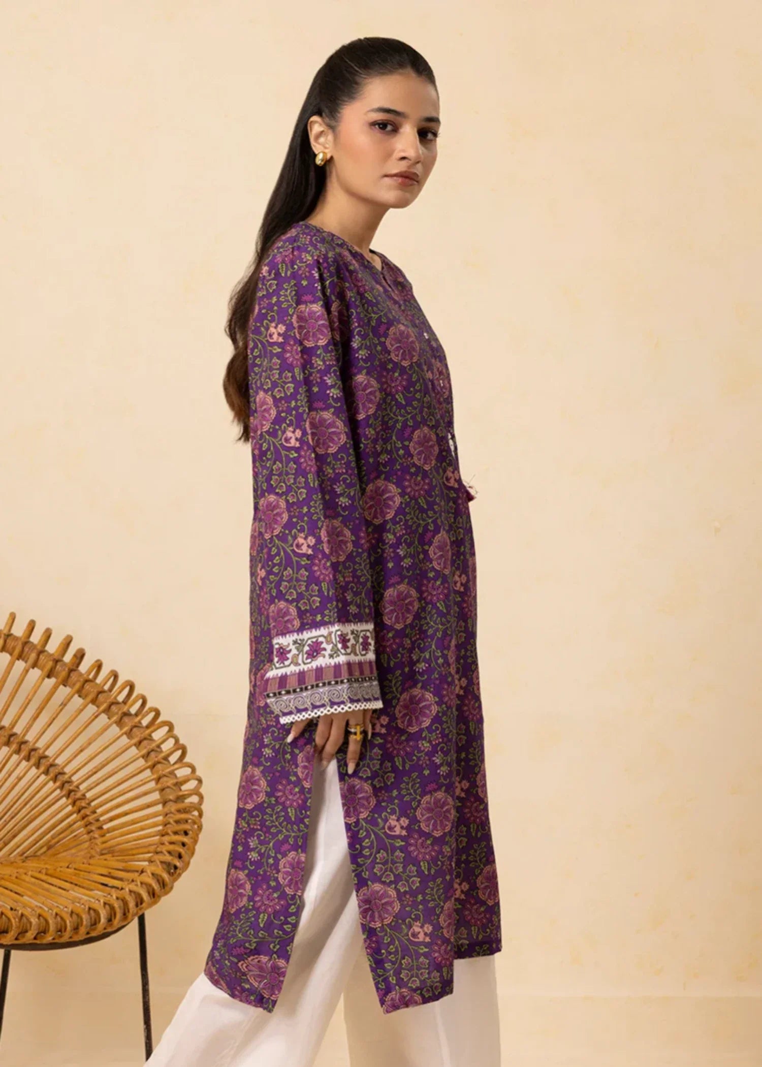 khaddar Kurti in Purple