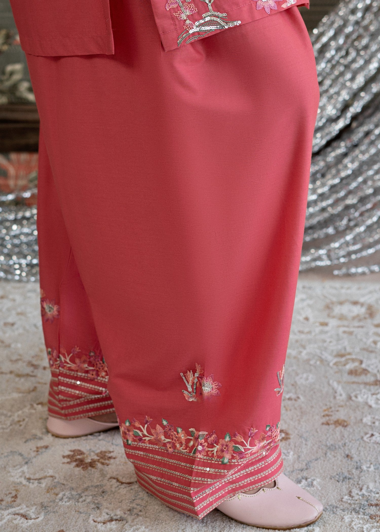 lawn Kurta Set in Chili red