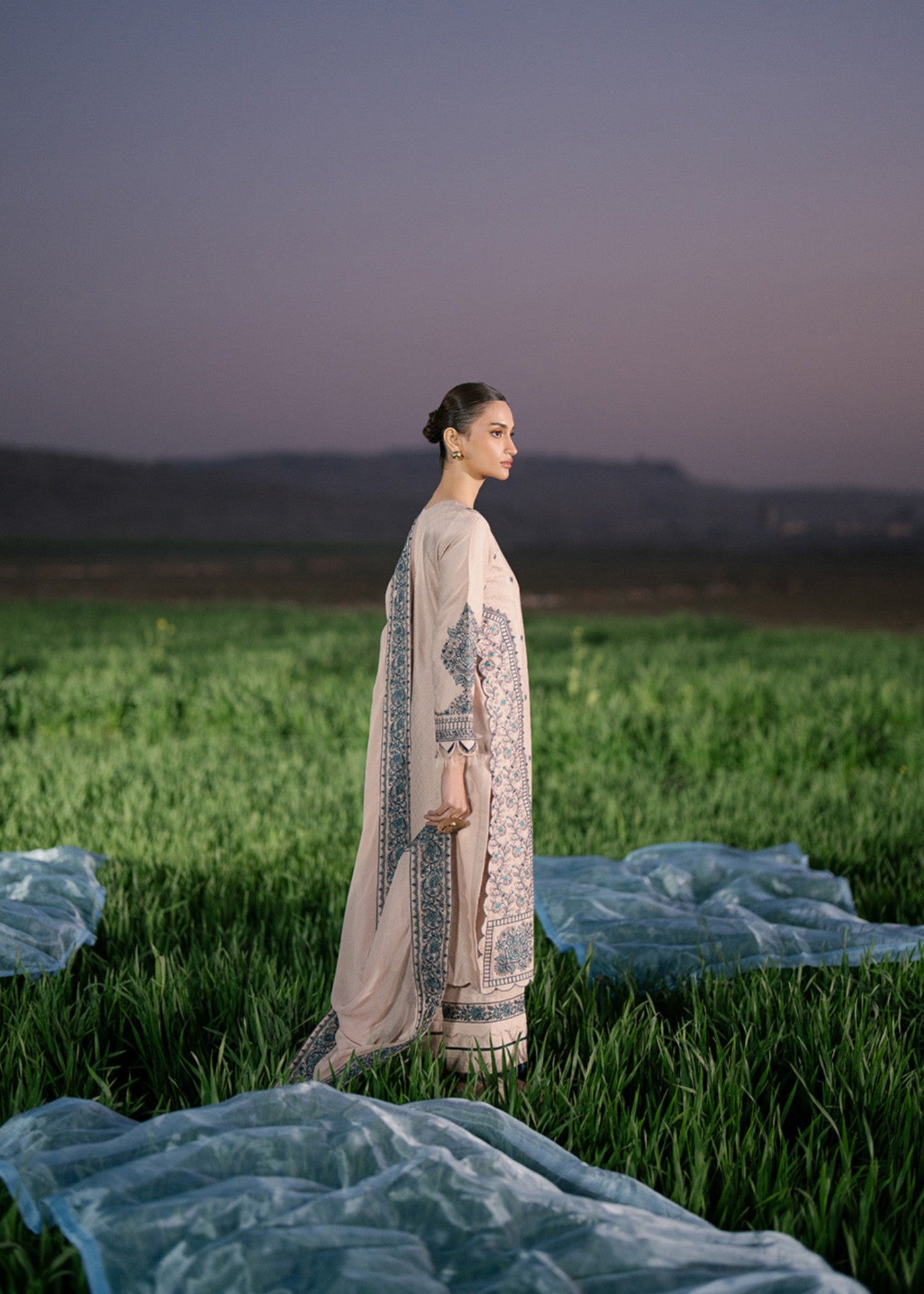 lawn Kurta Set in Seashell