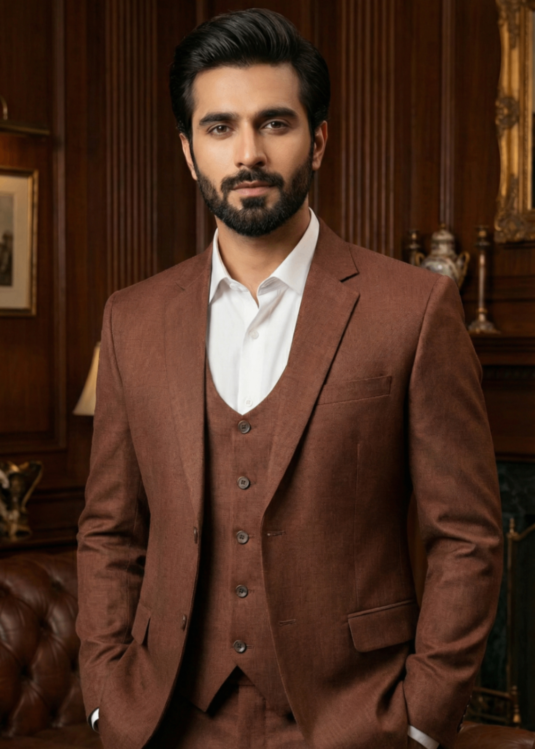 tropical Suits in Russet brown