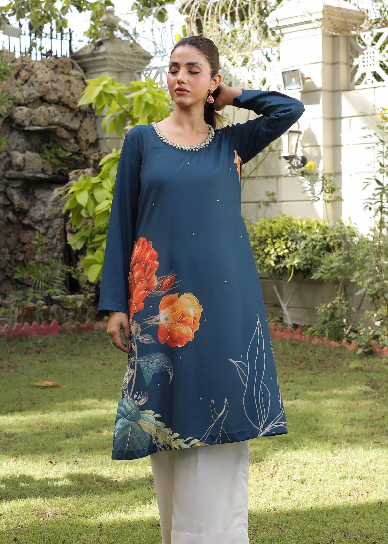 georgette Short Frock in Blue