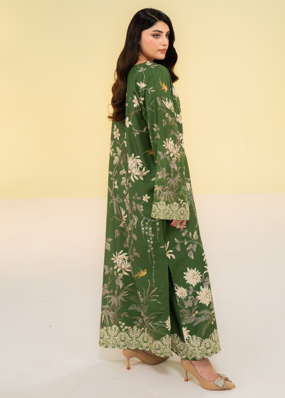 poly lawn Kaftan in Olive green