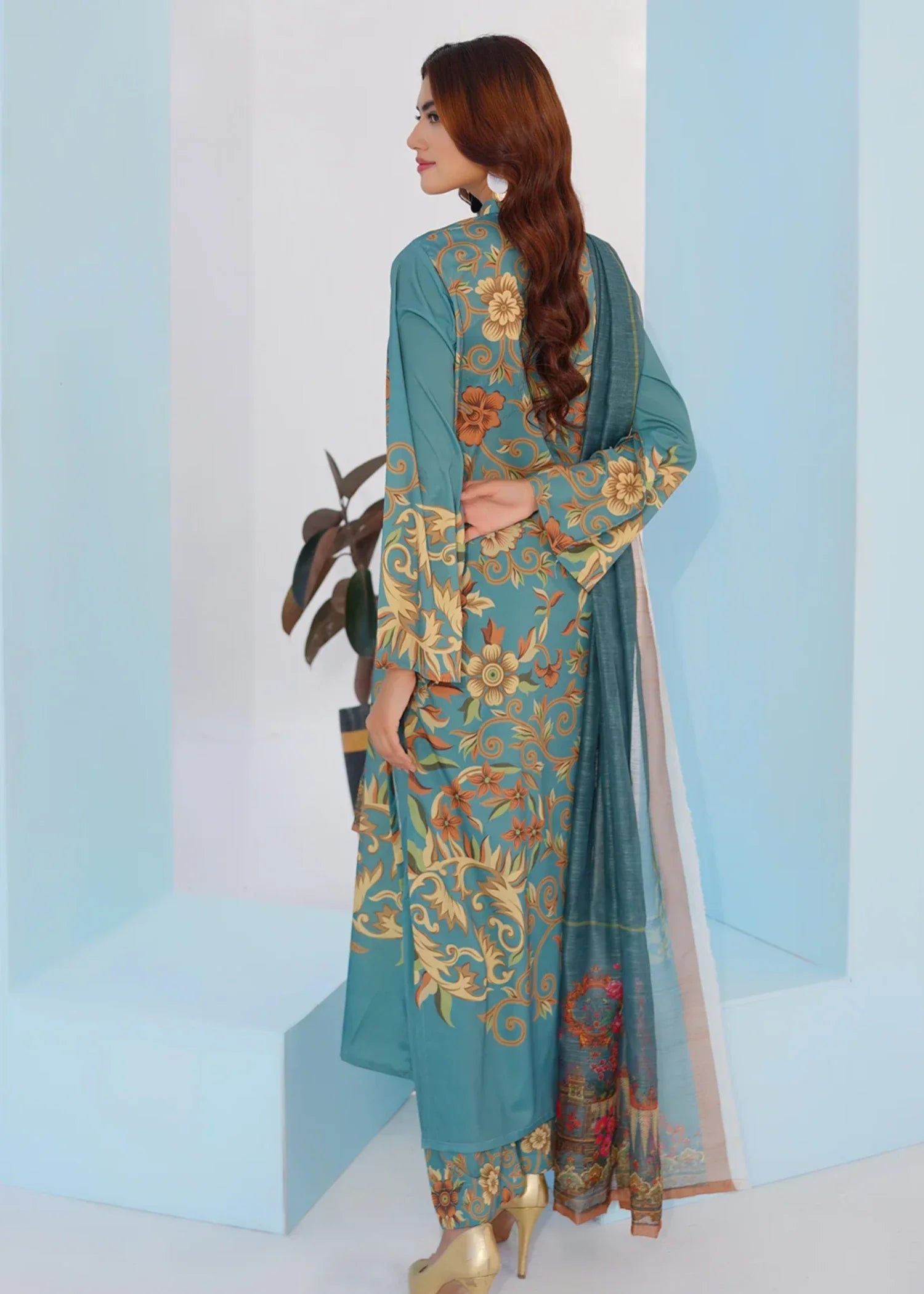 georgette Kurta Set in Tea green