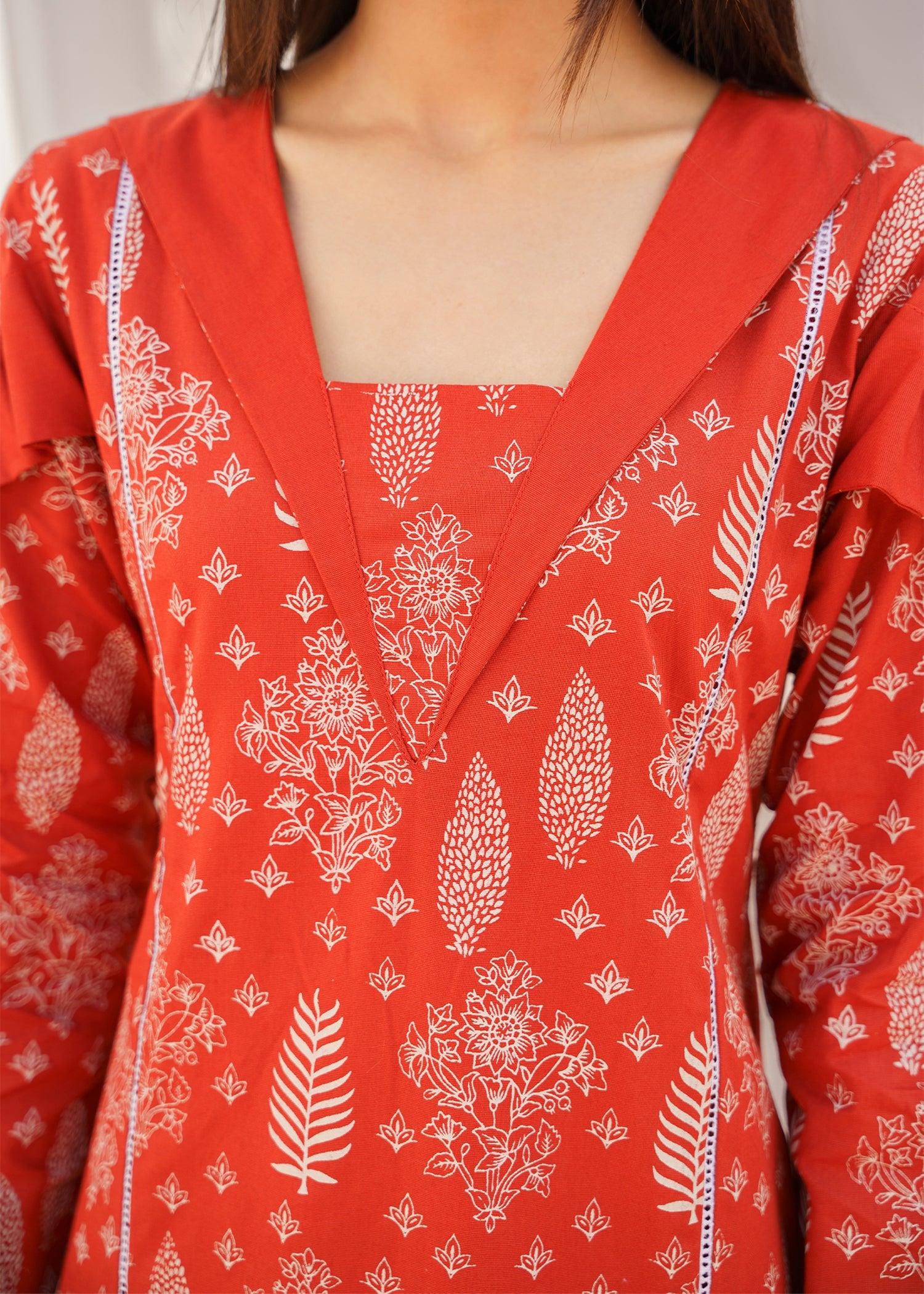 khaddar Kurta Set in Orange