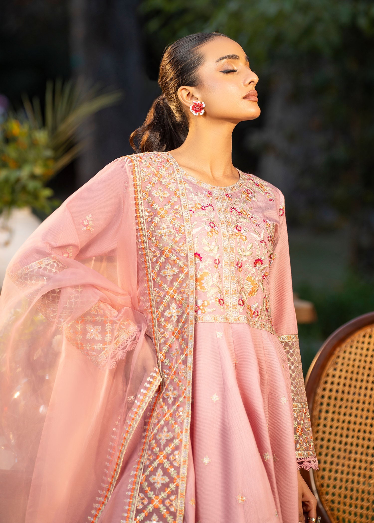 khaddi net Maxi in Pink