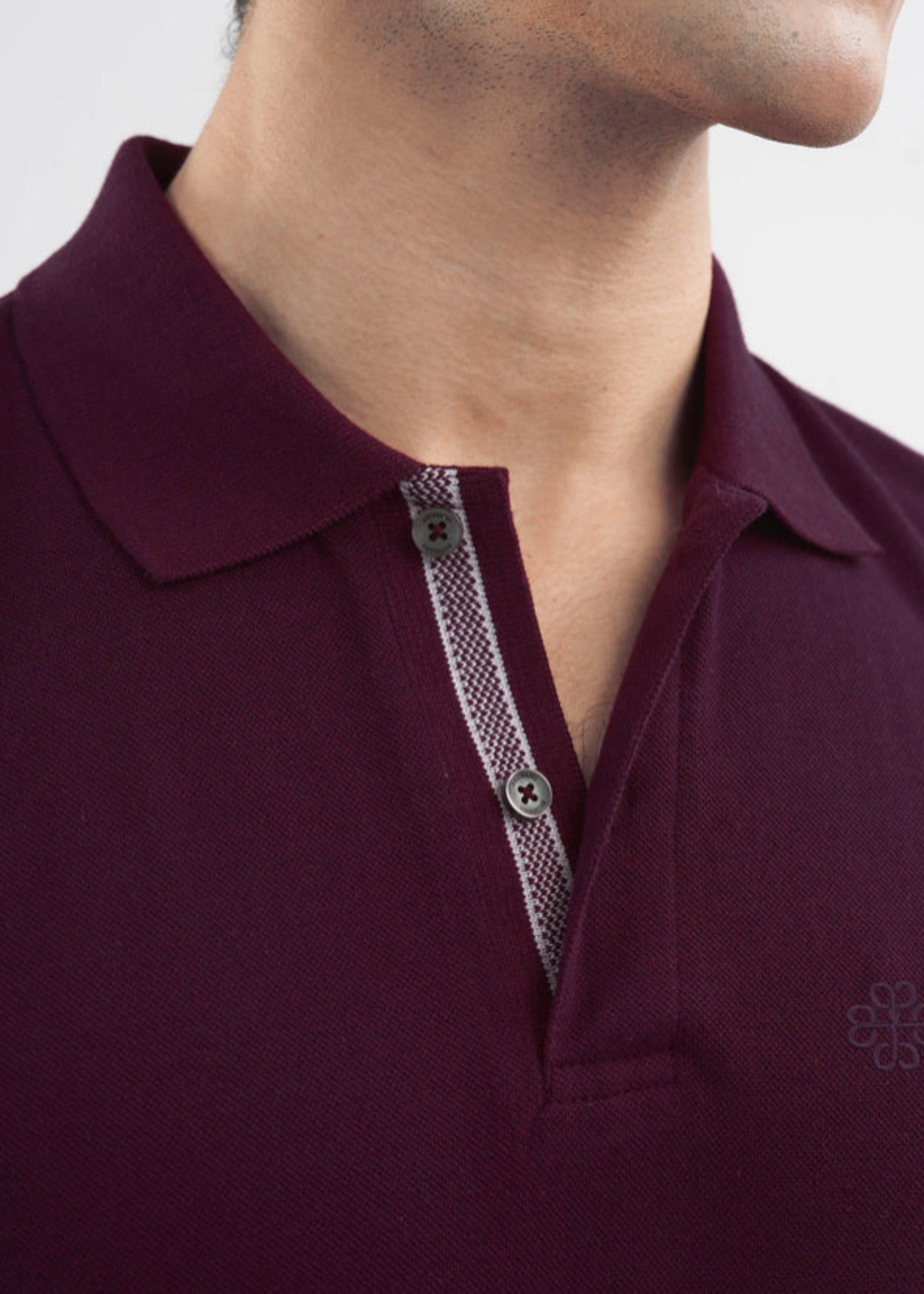cotton Polo Shirt in Burgundy