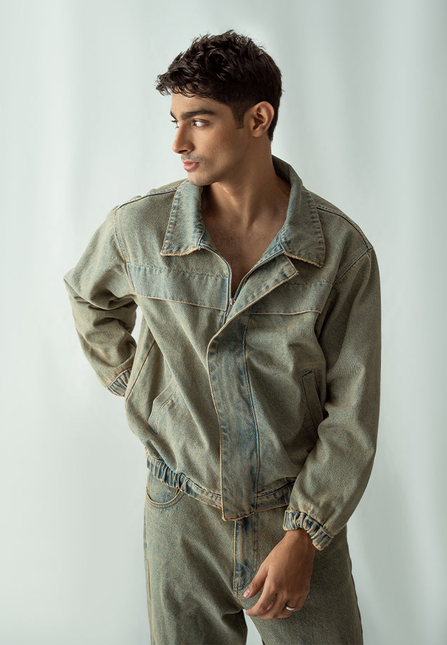 stretch denim Jacket in Light blue