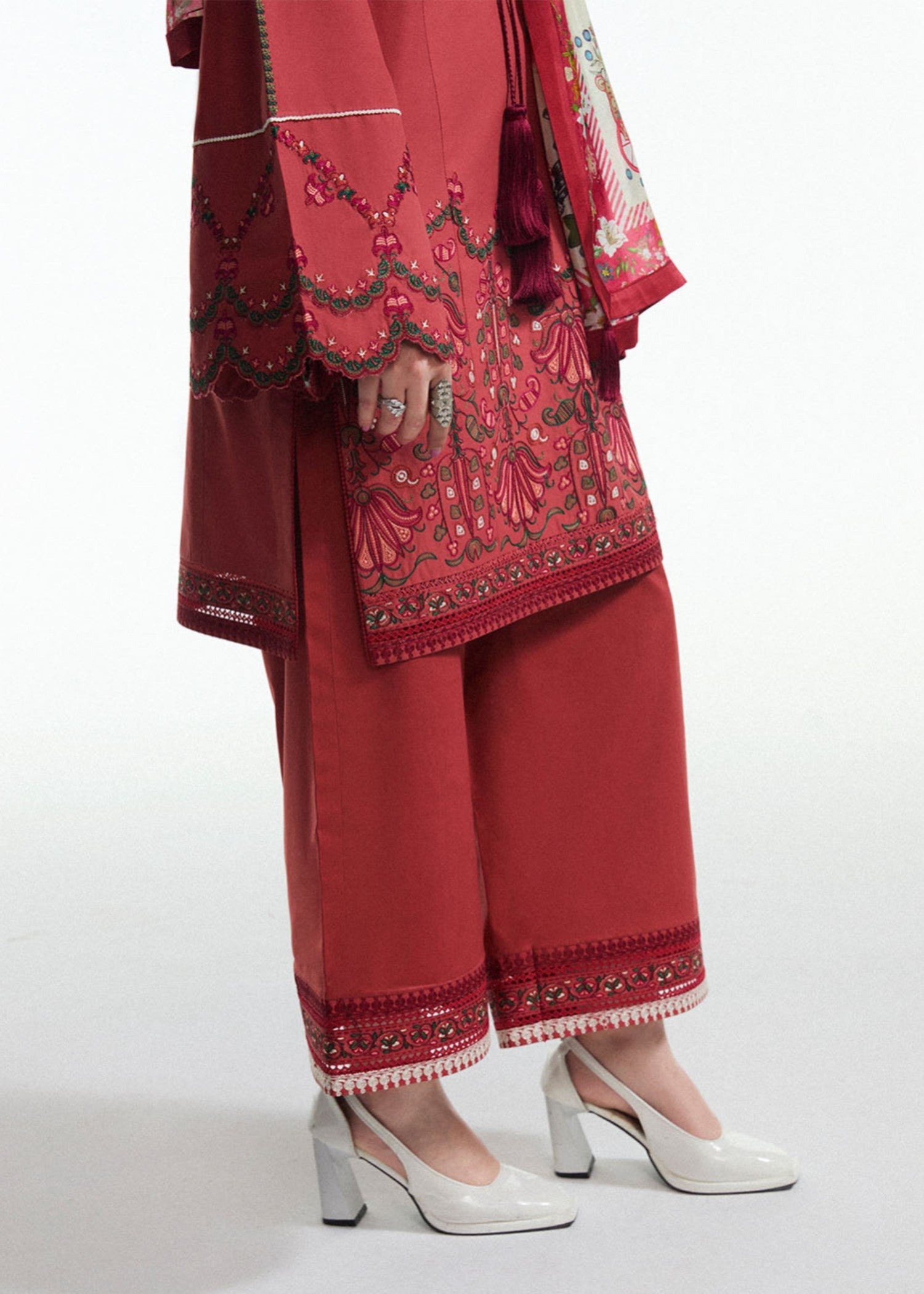 cotton Kurta Set in Berry red