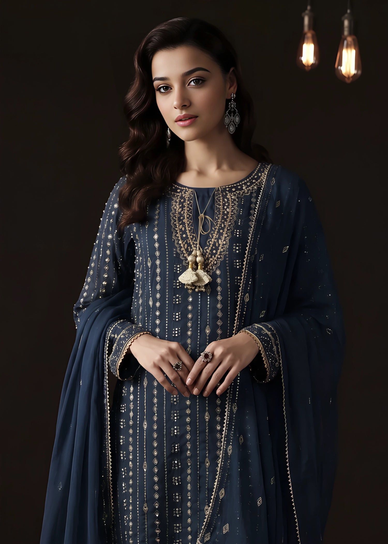 chiffon Sharara in Cobalt blue