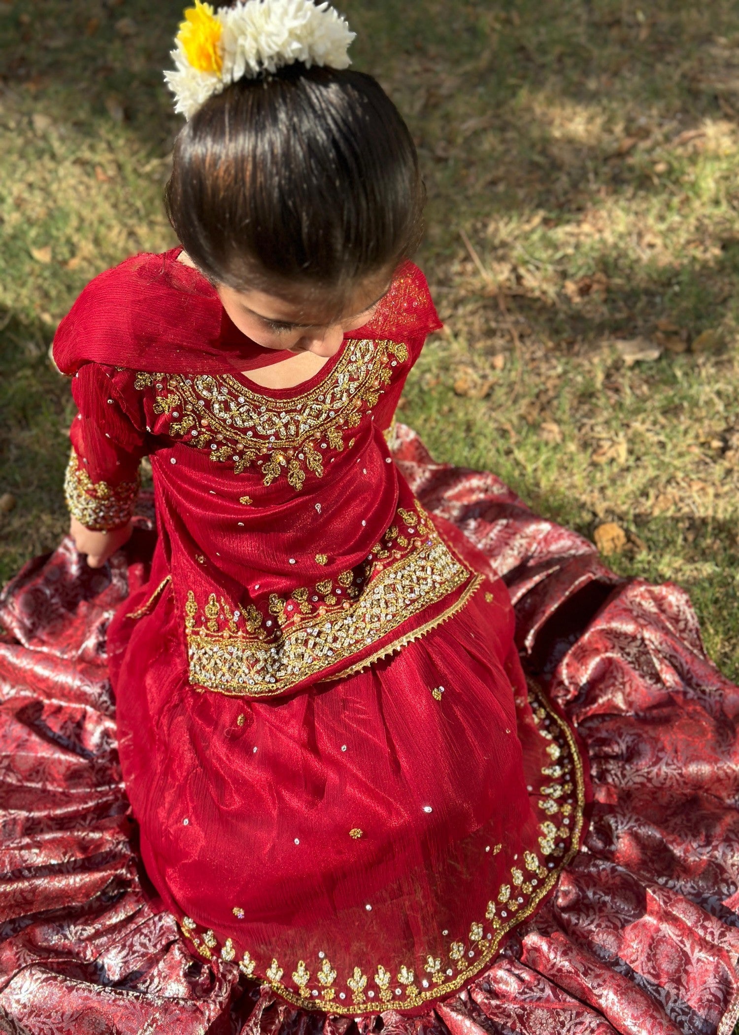 chiffon Lehenga in Maroon