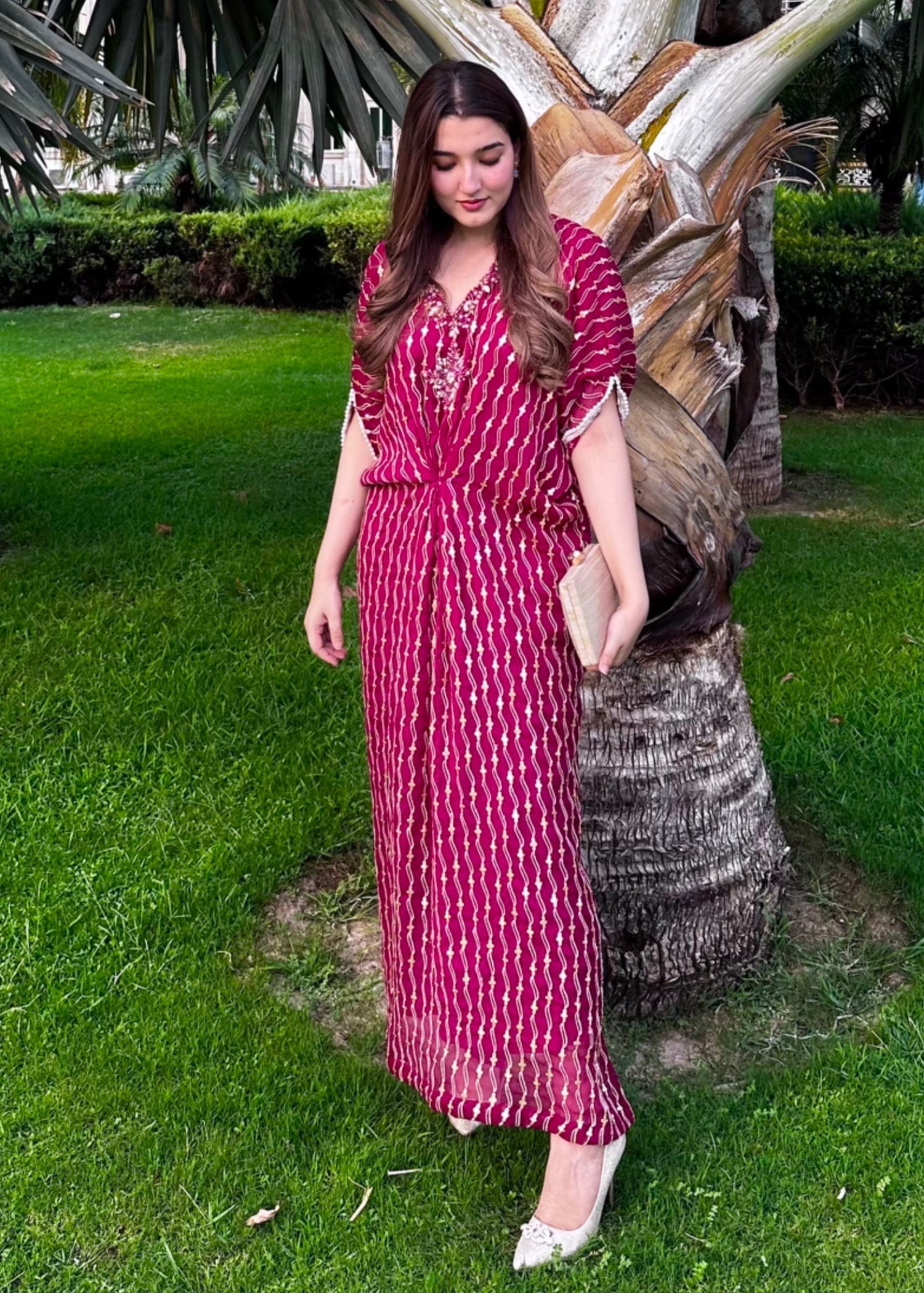 chiffon Kaftan in Magenta haze