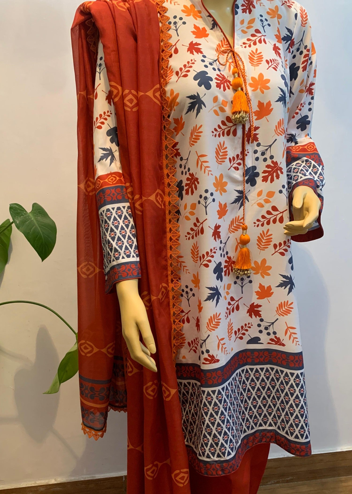 silk finish lawn Unstitched in Brown, sand brown, white