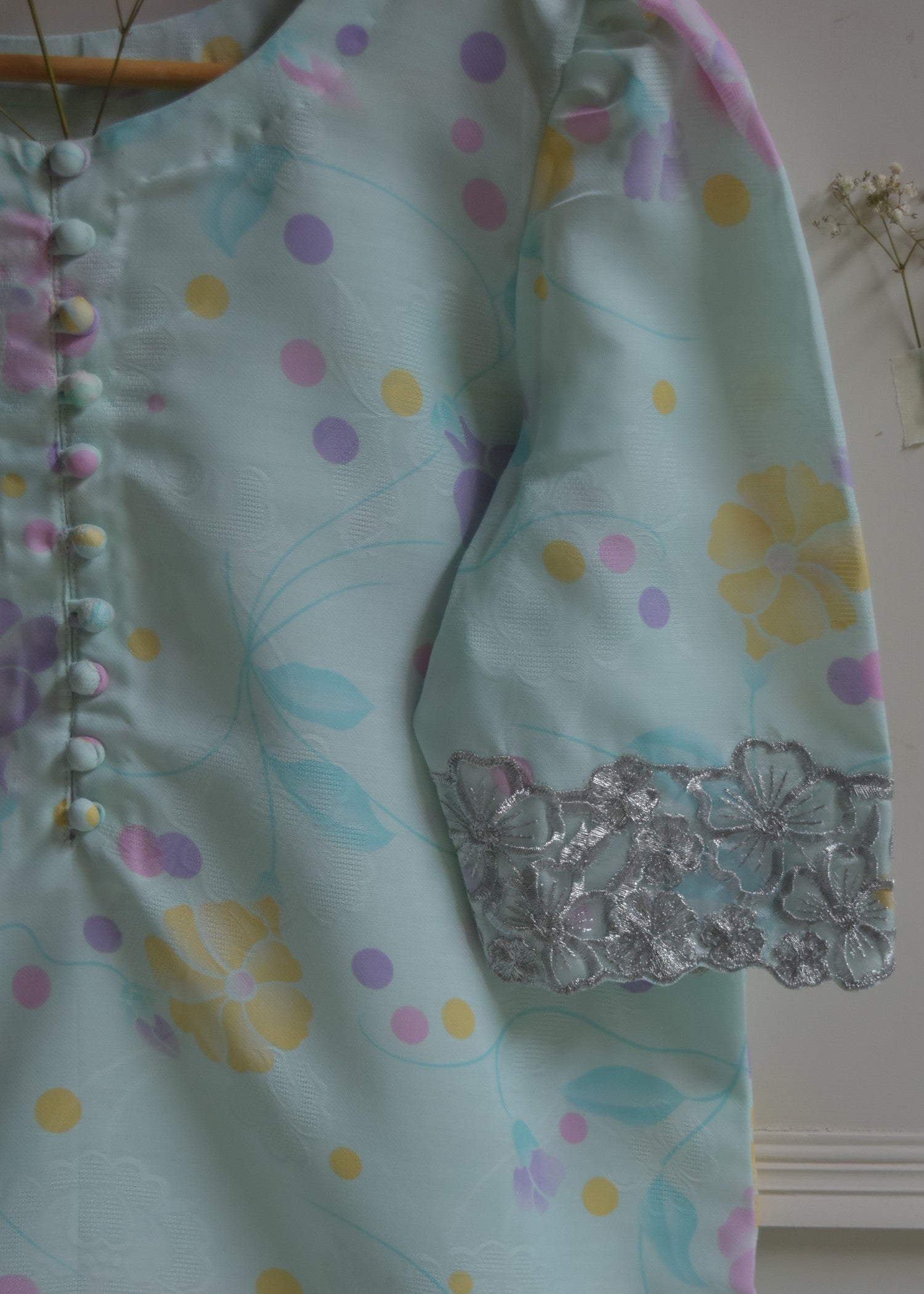 cotton dobby Kurta Set in Ice blue