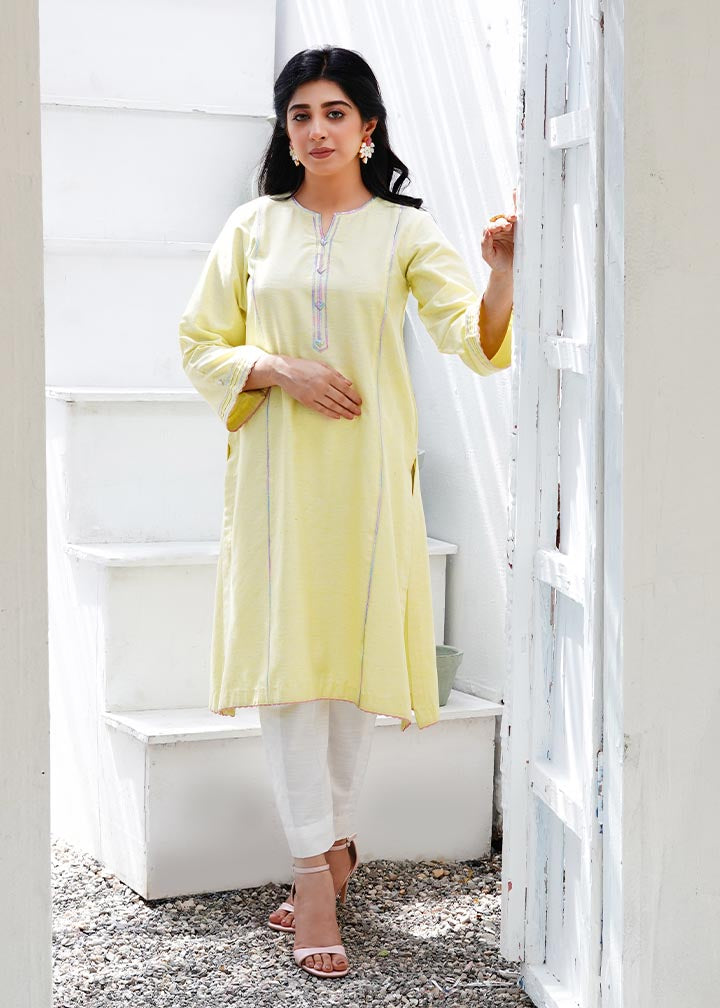 cotton silk Kurti in Butter