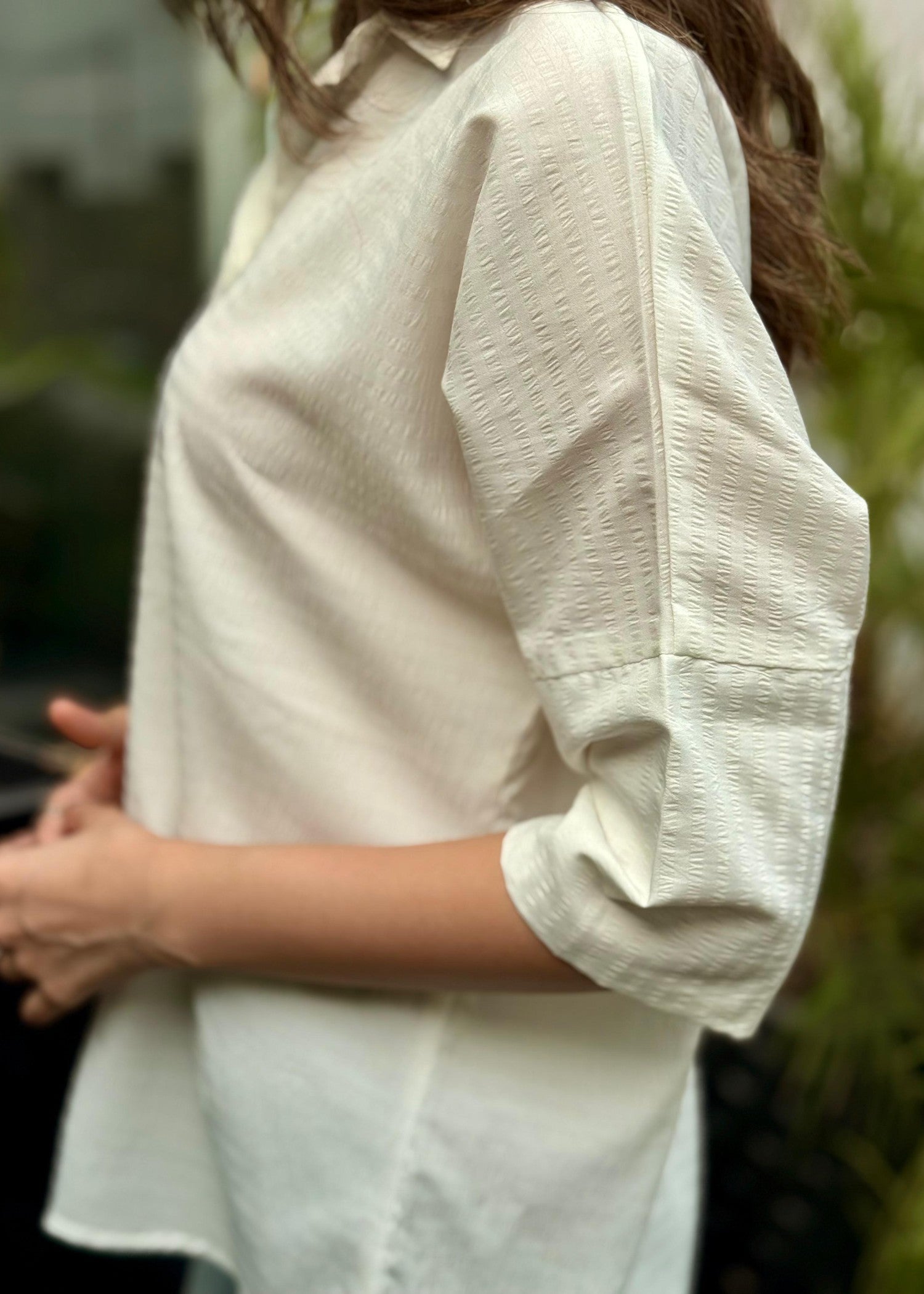 blended cambric Top in Off-white