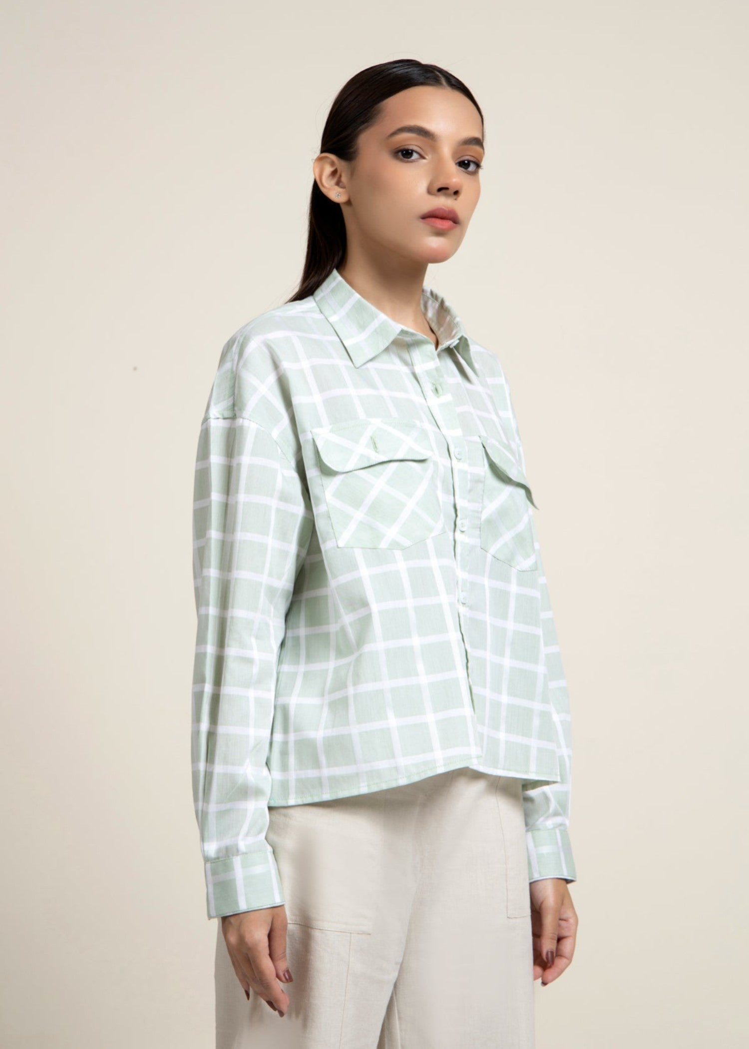 cotton Top in White, tea green
