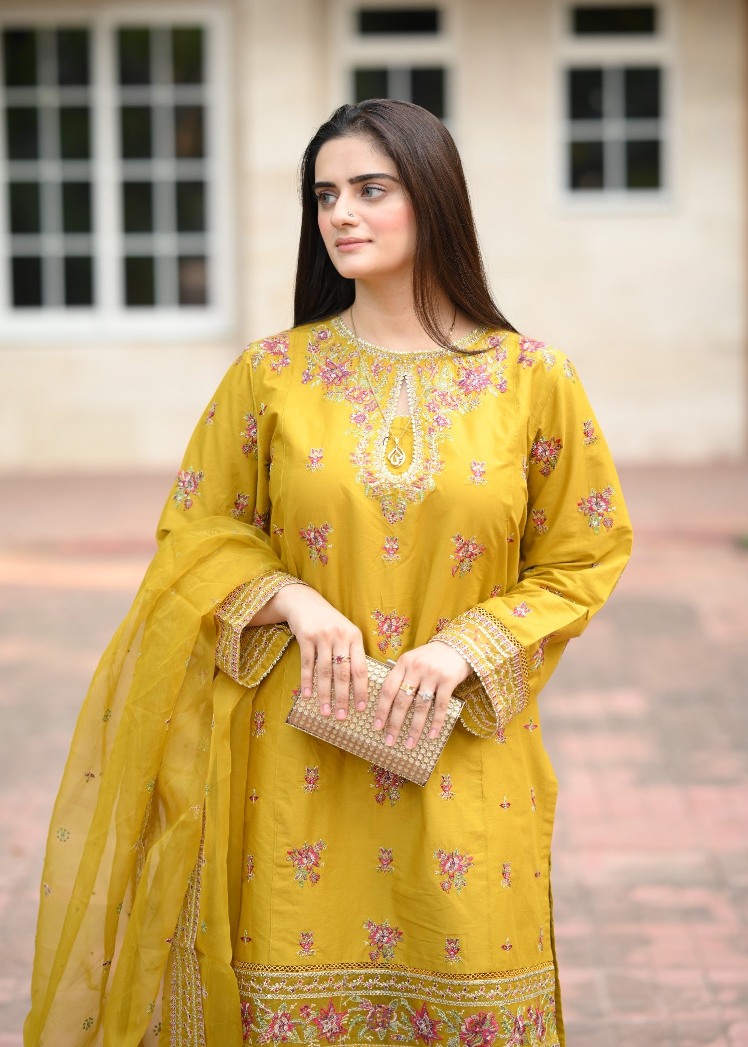 linen Kurta Set in Mustard