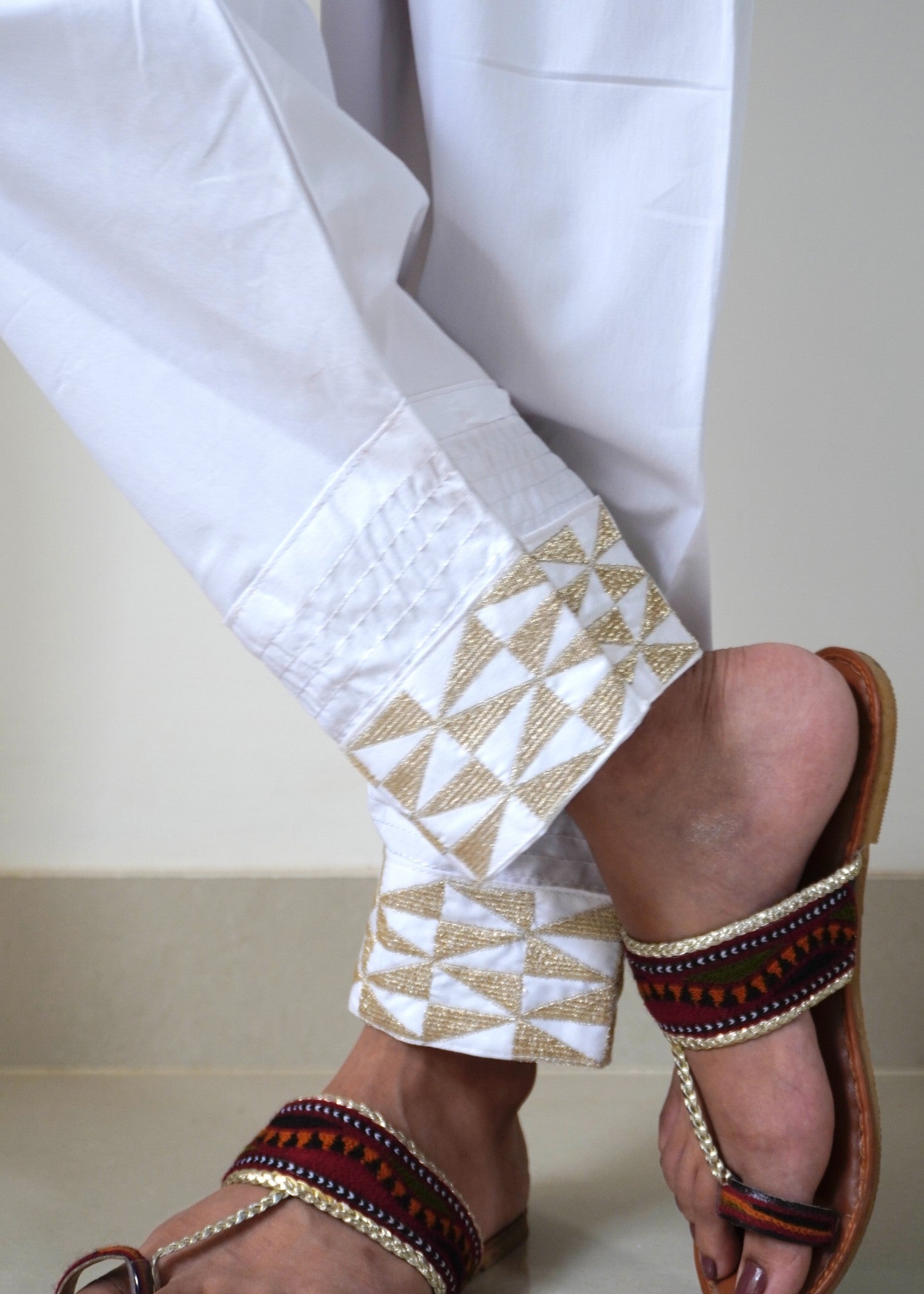polycotton Shalwar in White