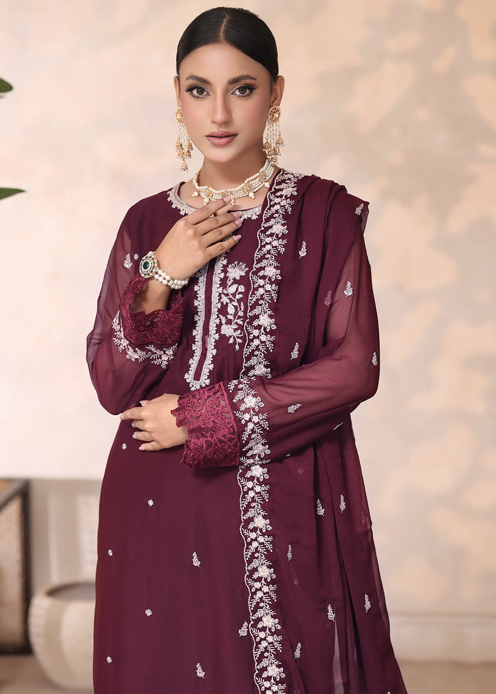 chiffon Unstitched in Plum