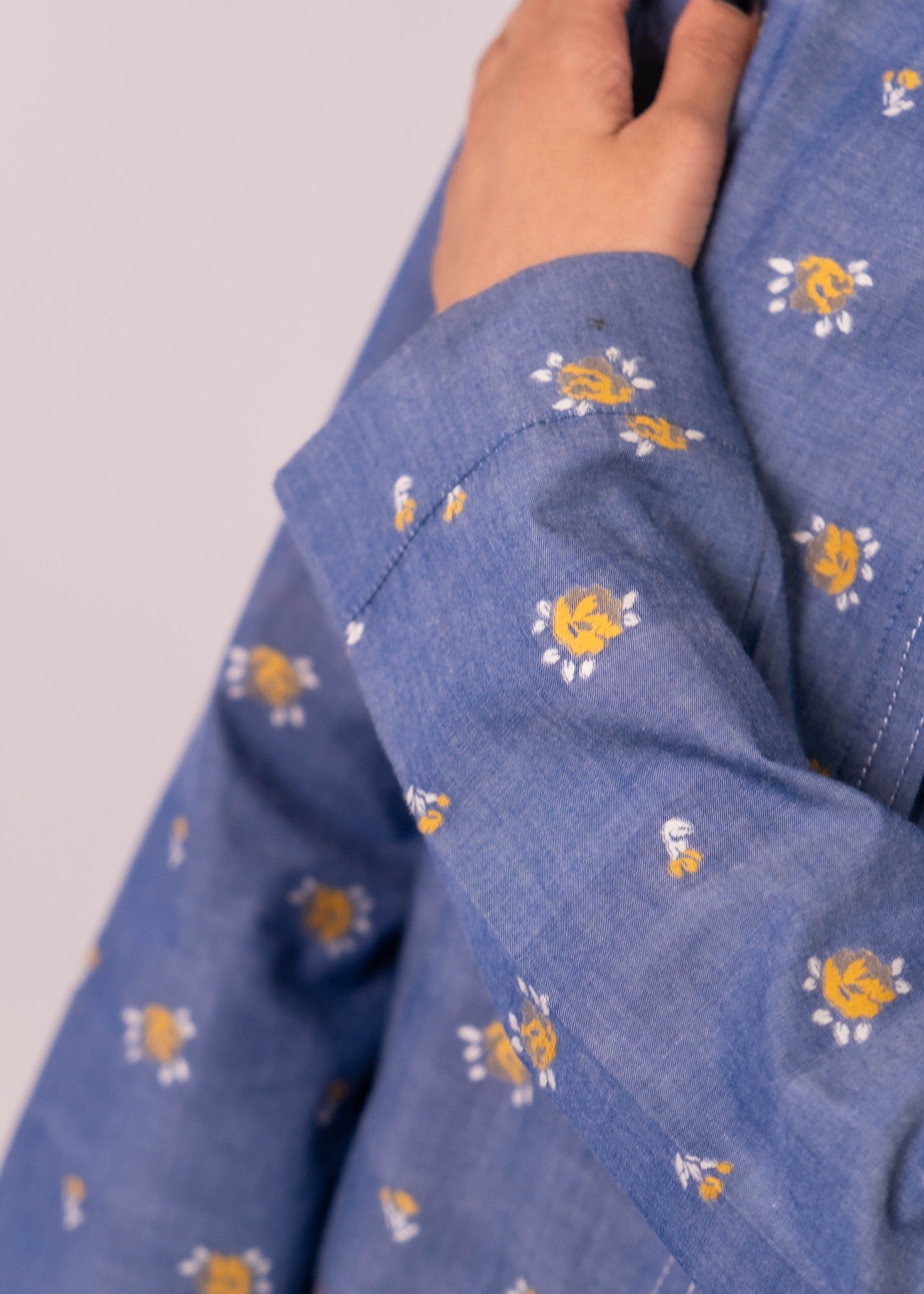 chambray Top in Steel blue