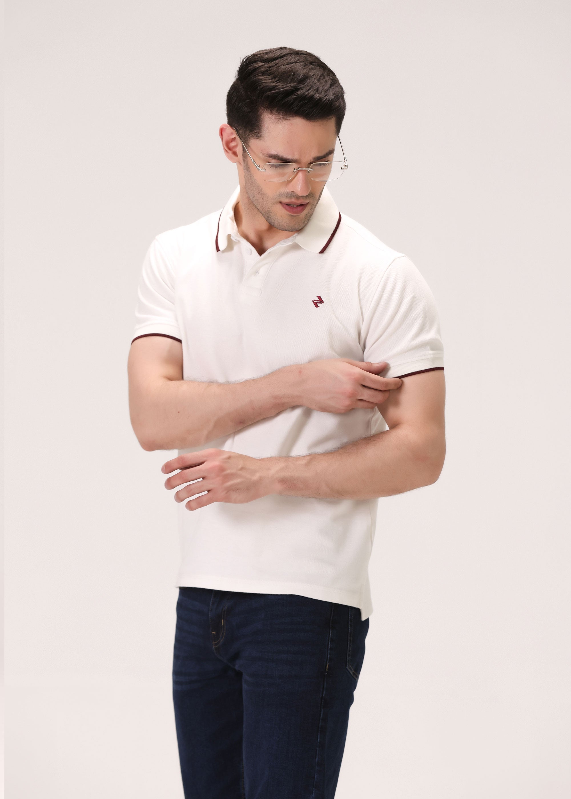 cambric cotton Polo Shirt in White