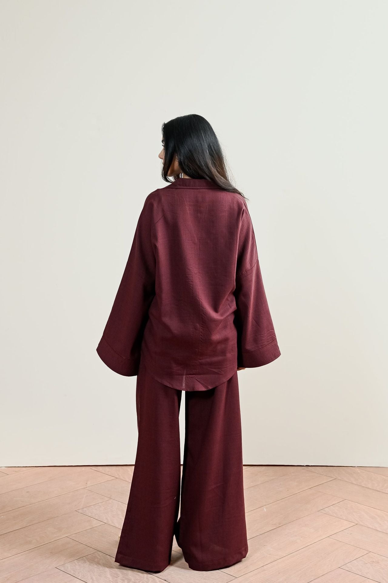 linen Top in Maroon