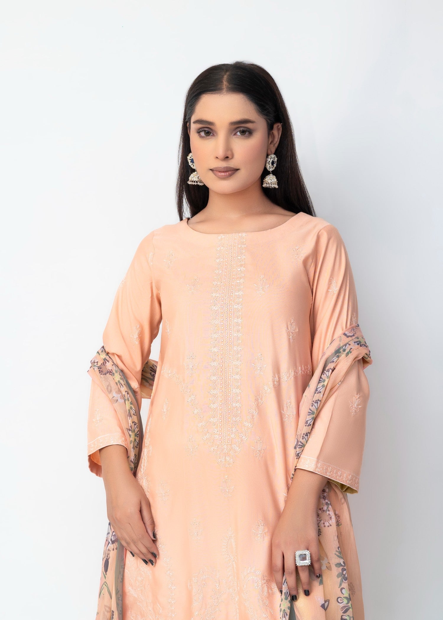 khaddar Kurta Set in Apricot orange