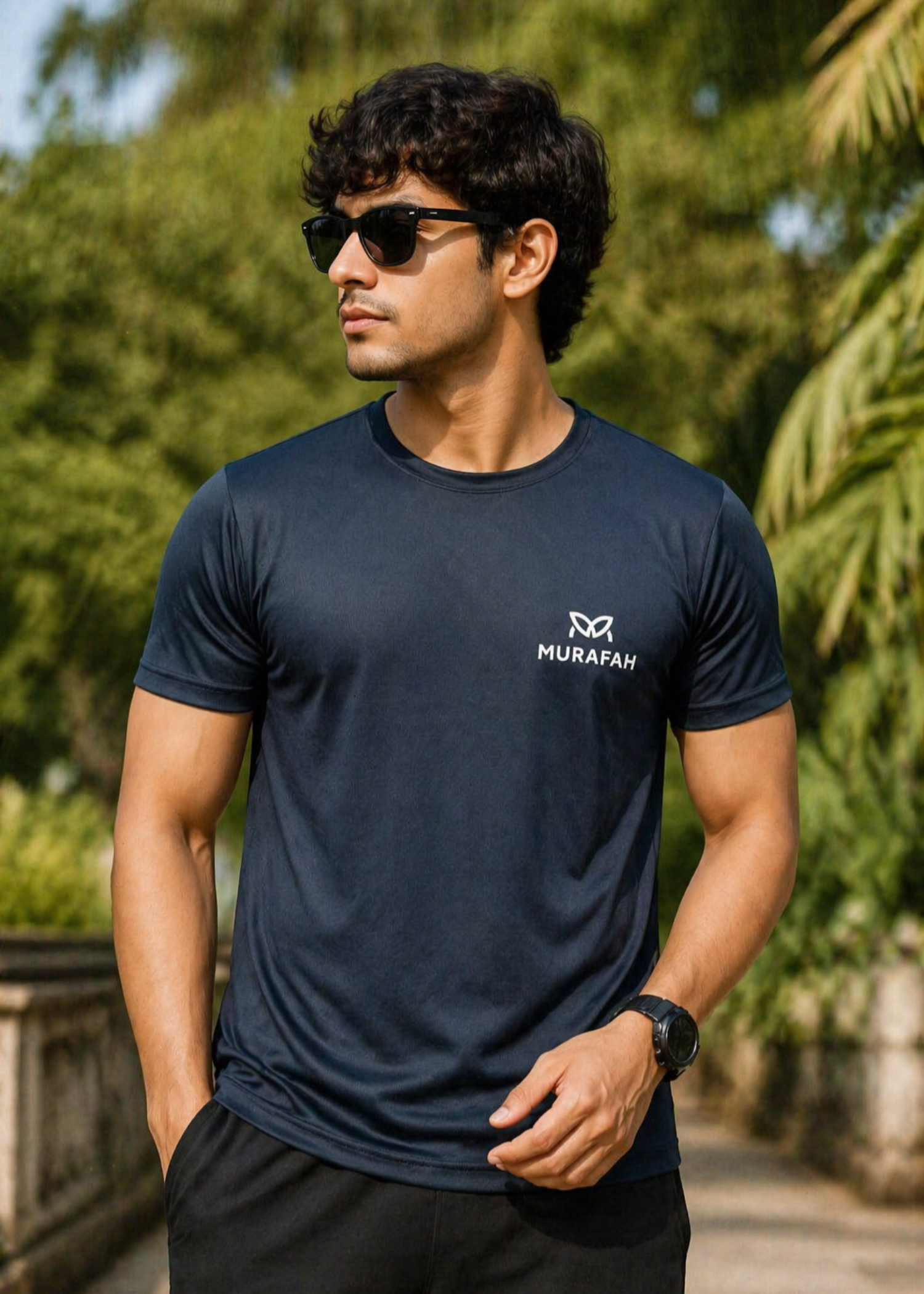 polyester T Shirt in Midnight blue
