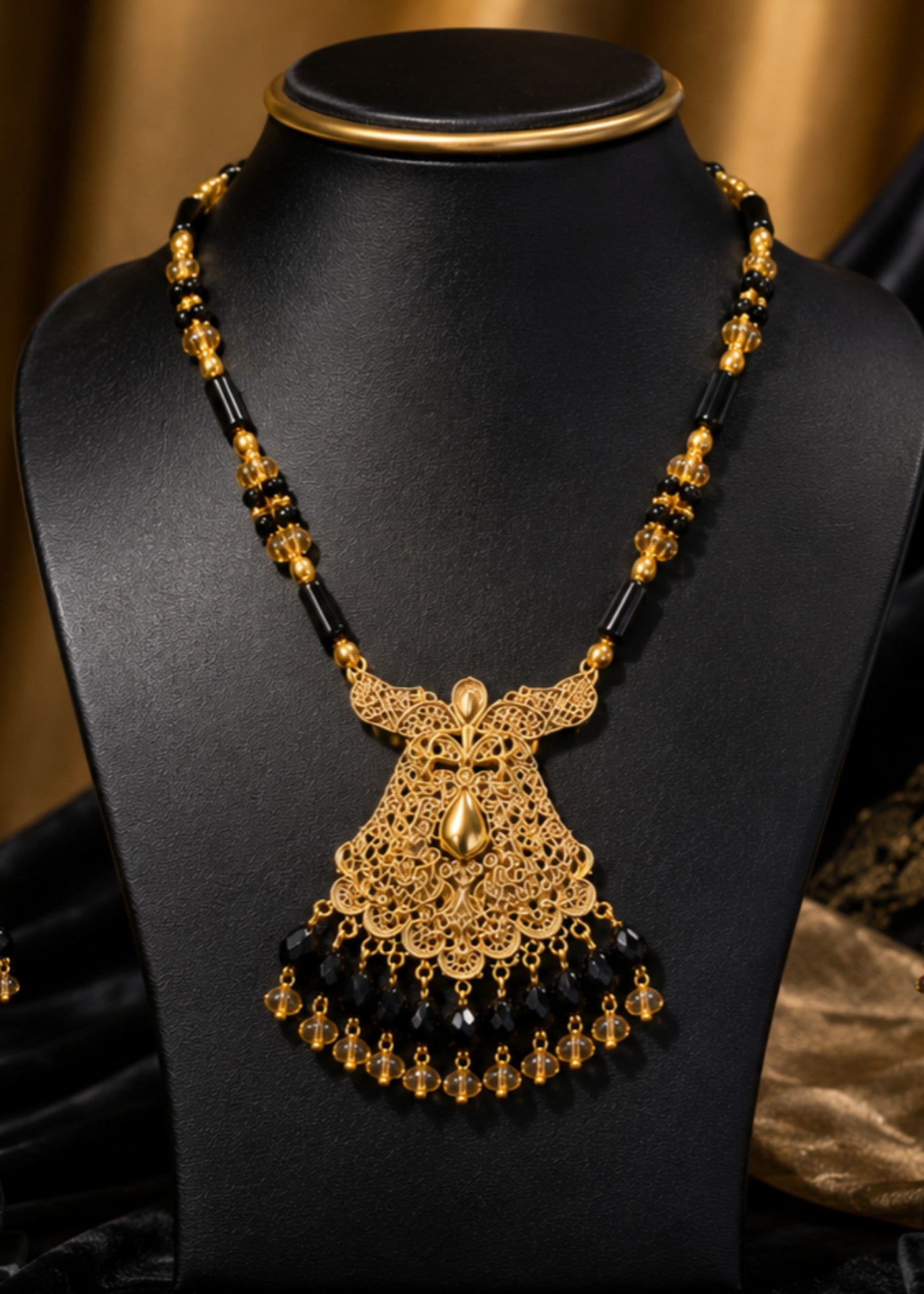Jewelry Set in Gold, black Color by - Trendy Women Jewelry Set TVY1947