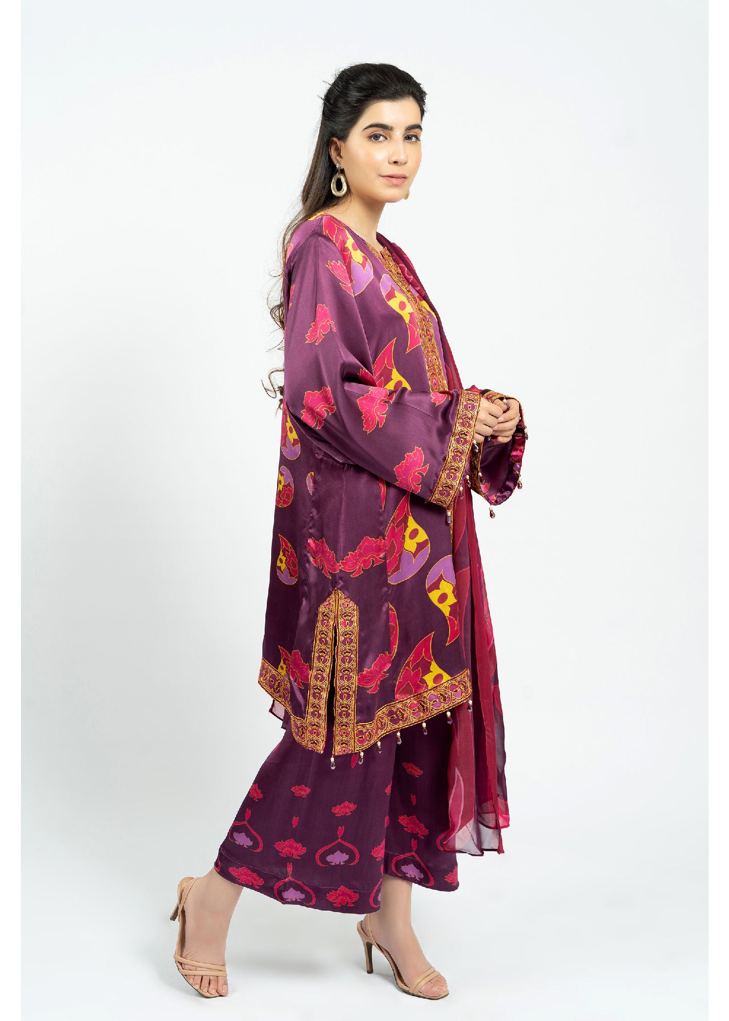 silk Kurta Set in Purple