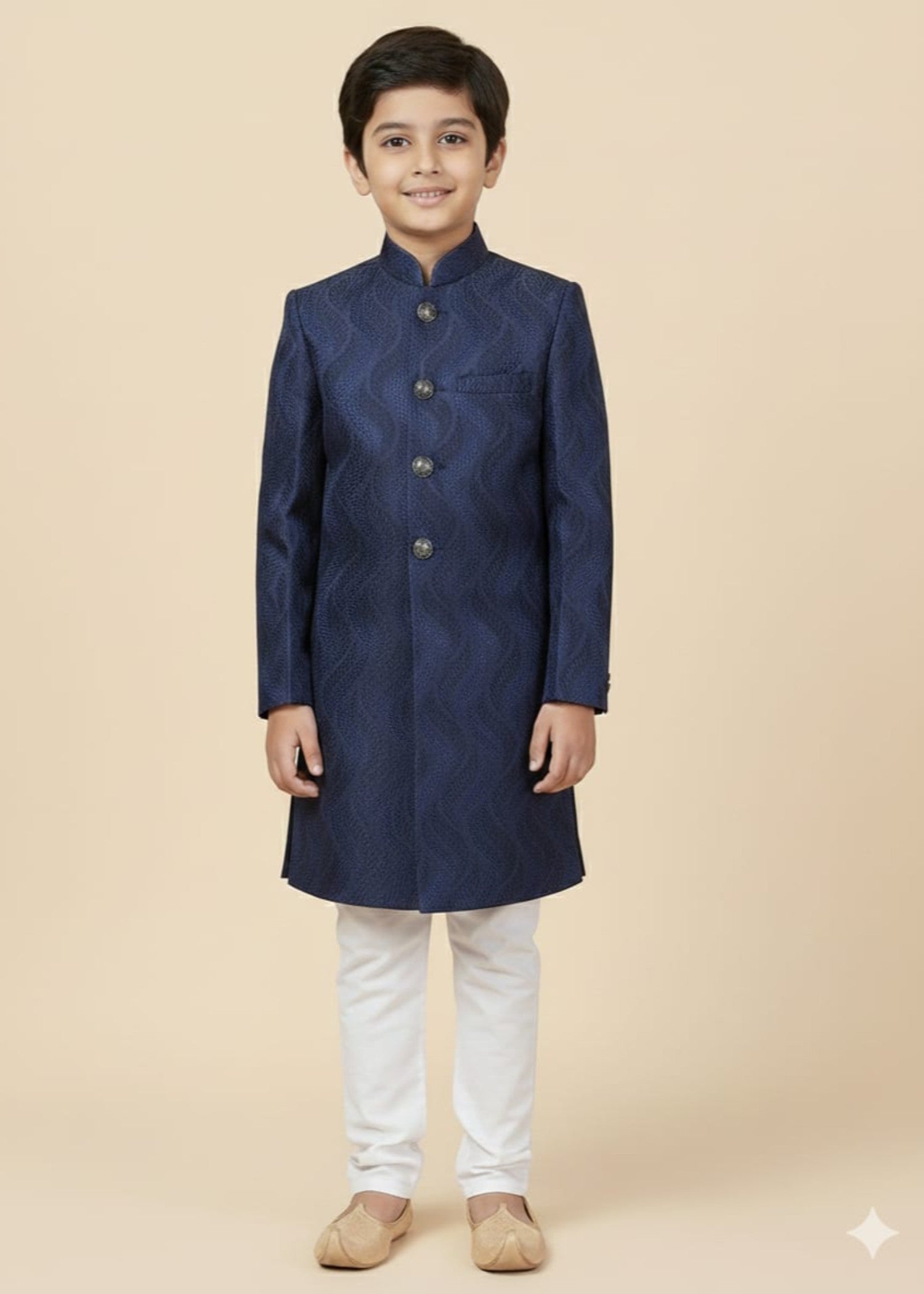 jamawar Sherwani in Navy blue