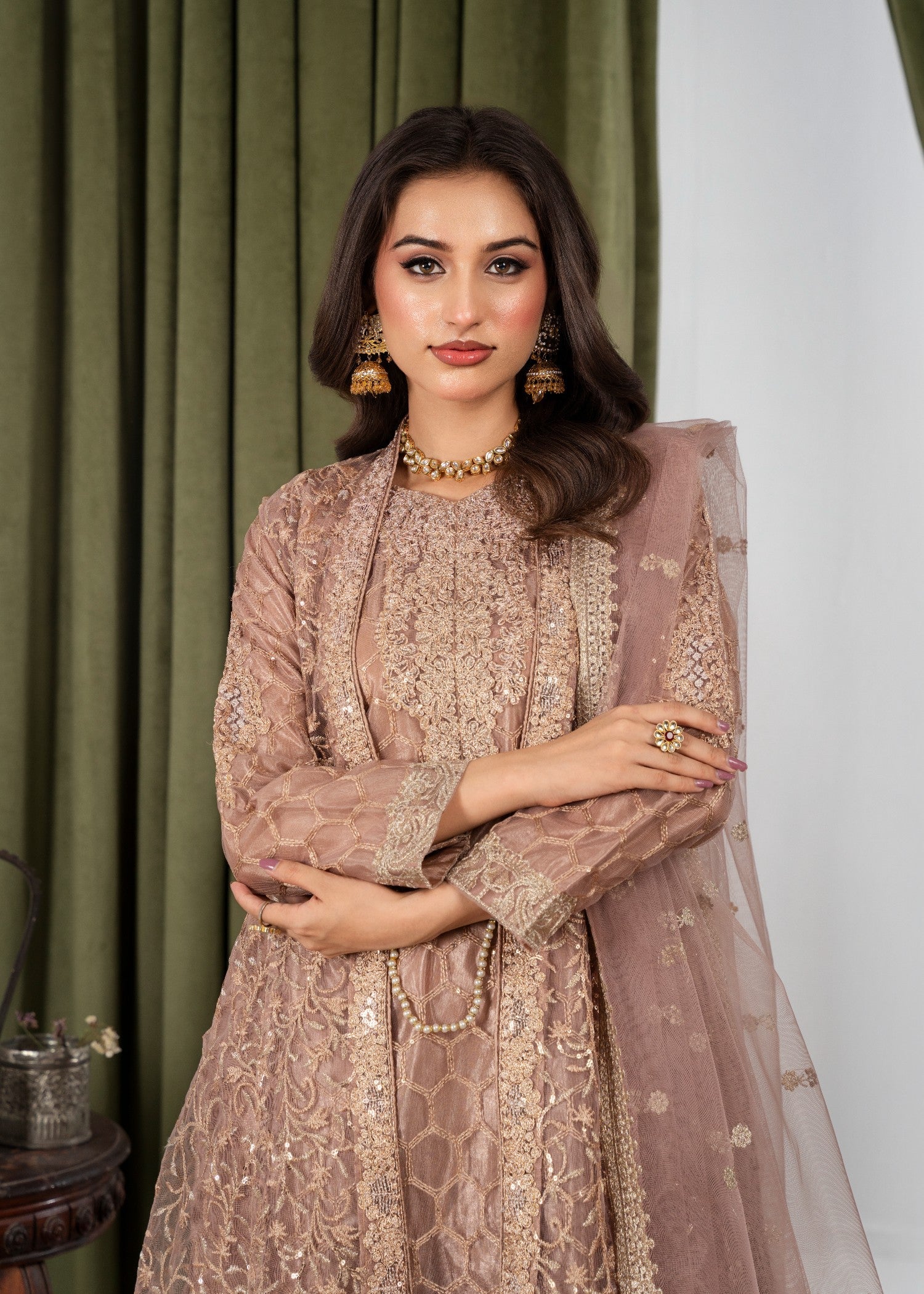 net Gown in Tan brown