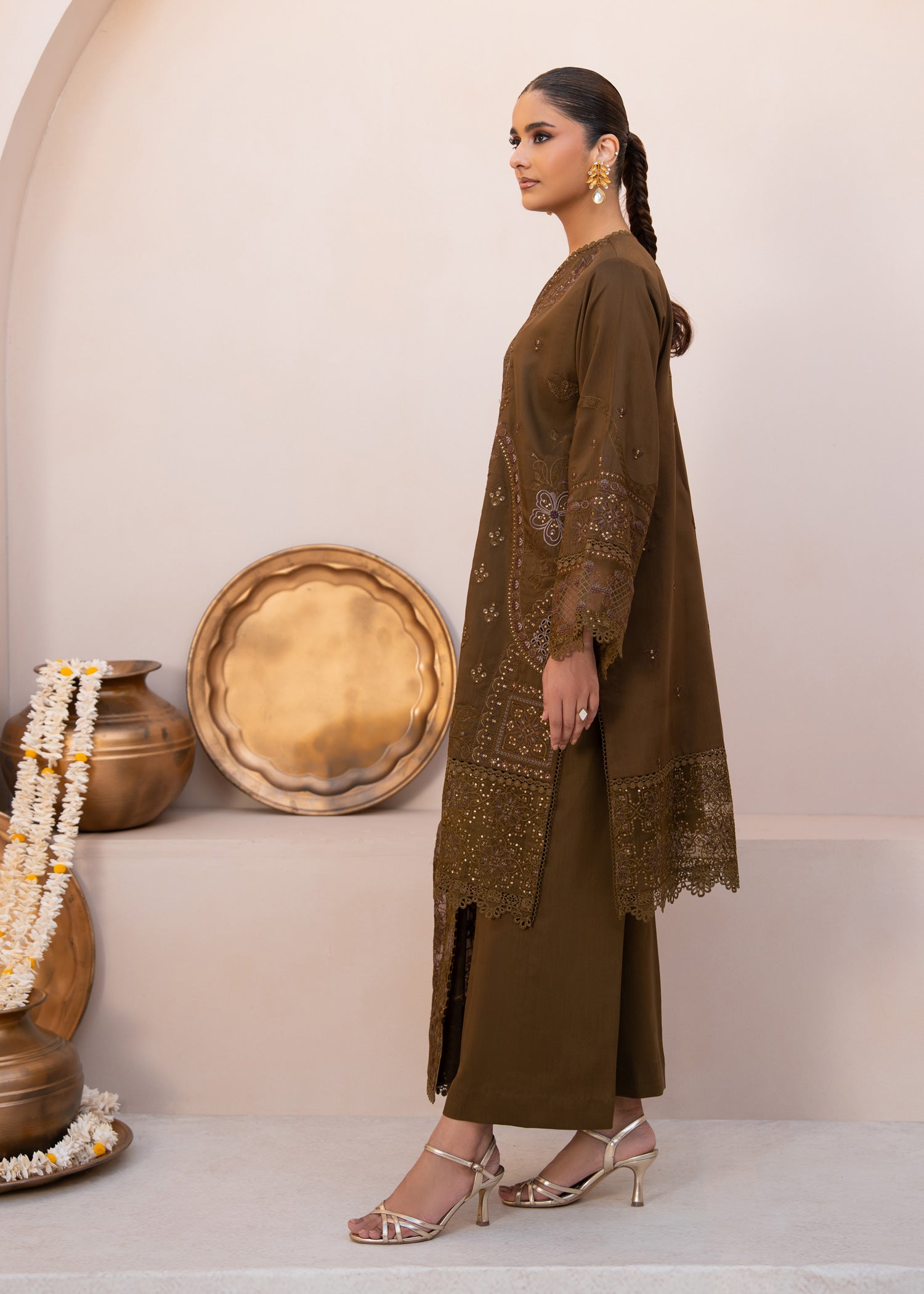 viscose Unstitched in Coffee brown