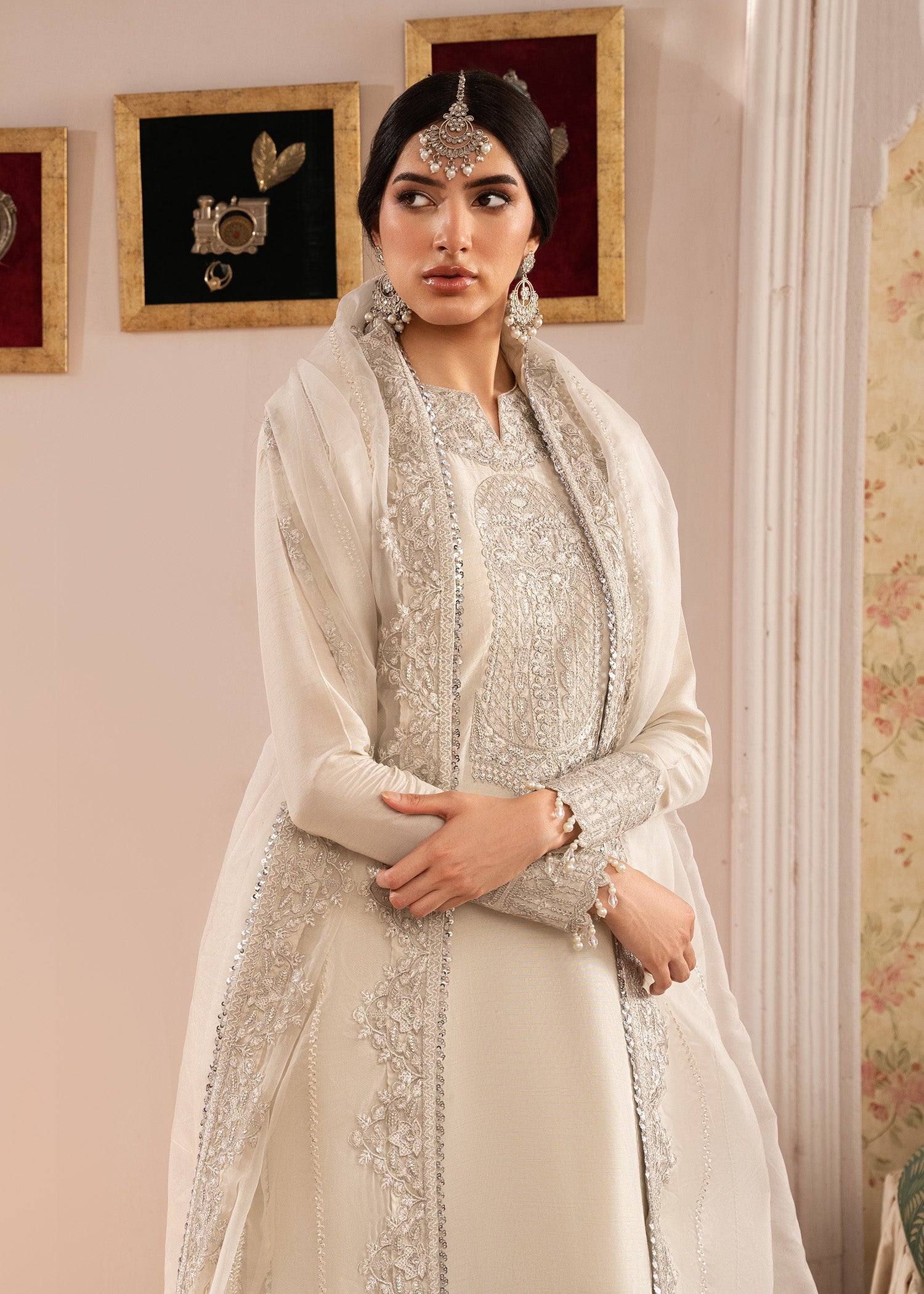 pk raw silk Gharara in Off-white