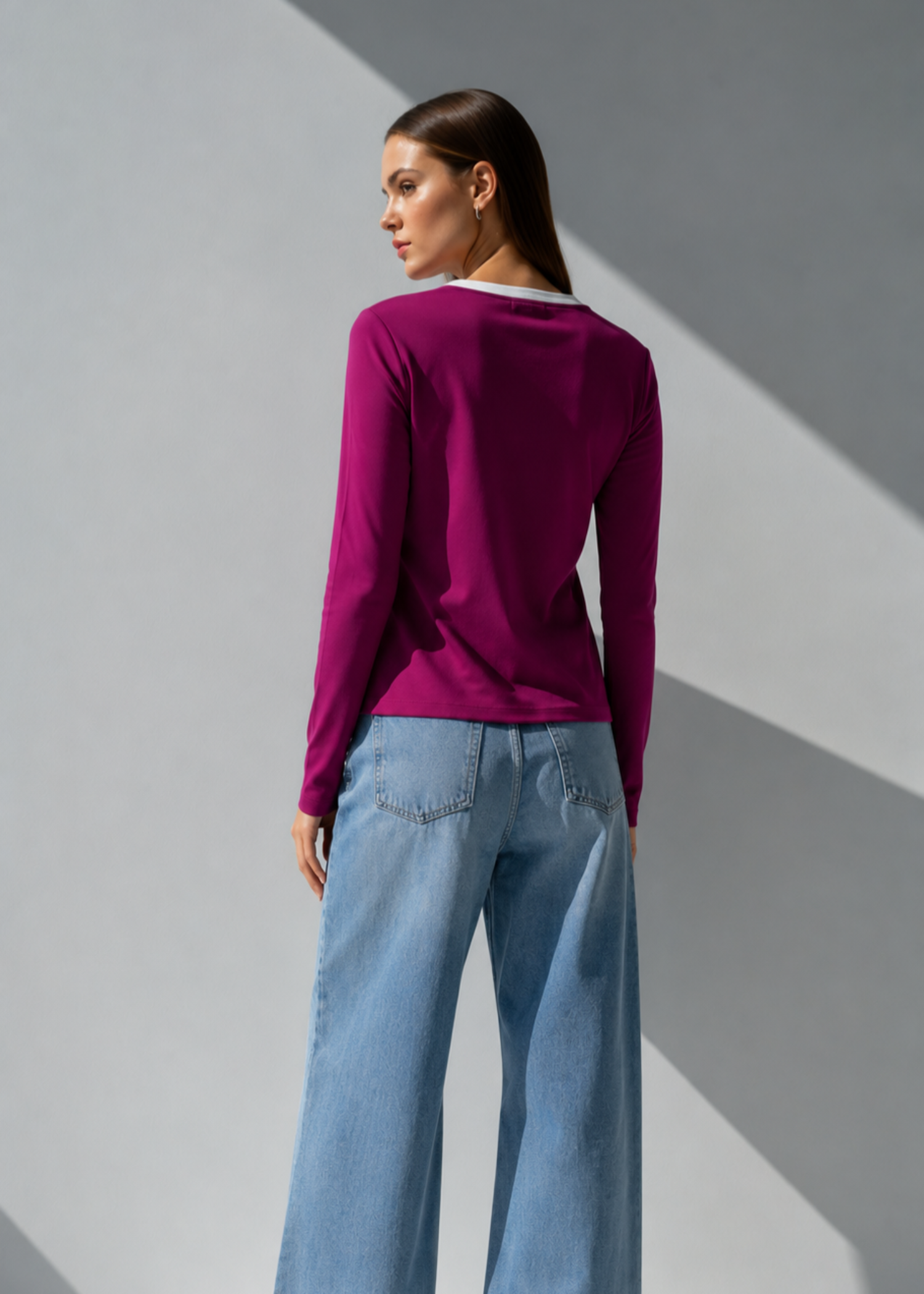 cotton jersey T Shirt in Raspberry pink