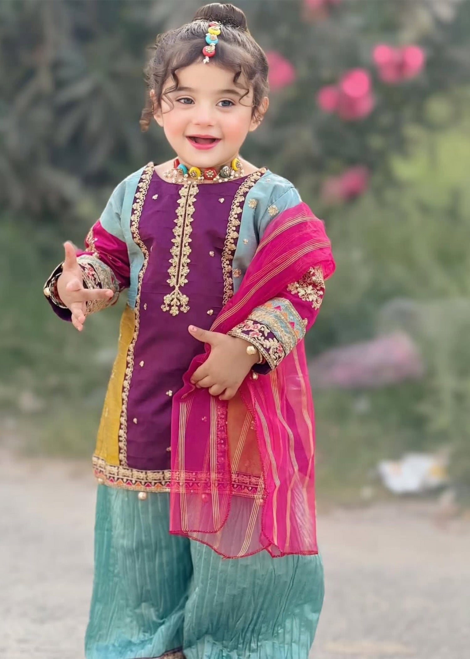 raw silk Kurta Set in Purple