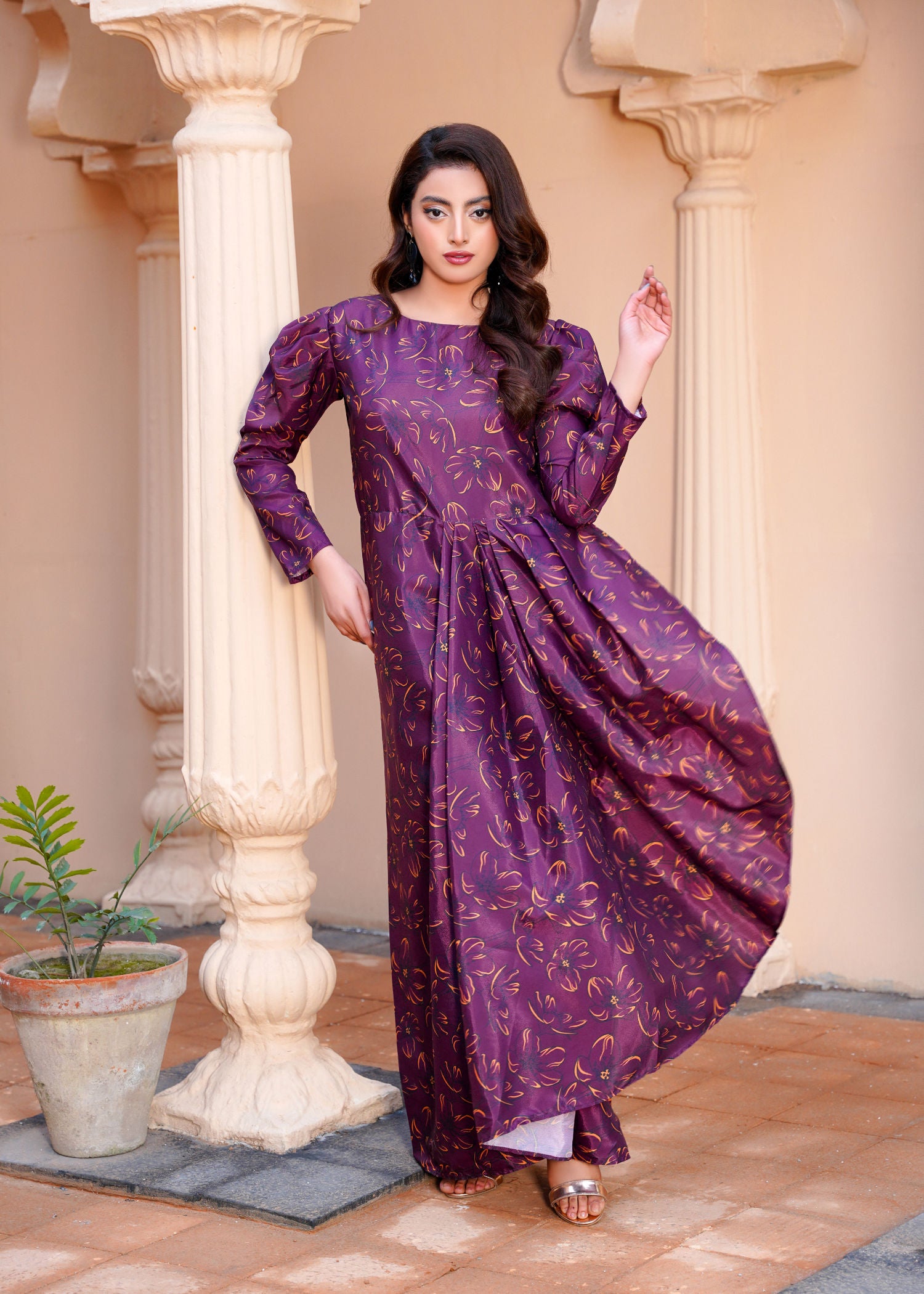 crepe Maxi in Burgundy