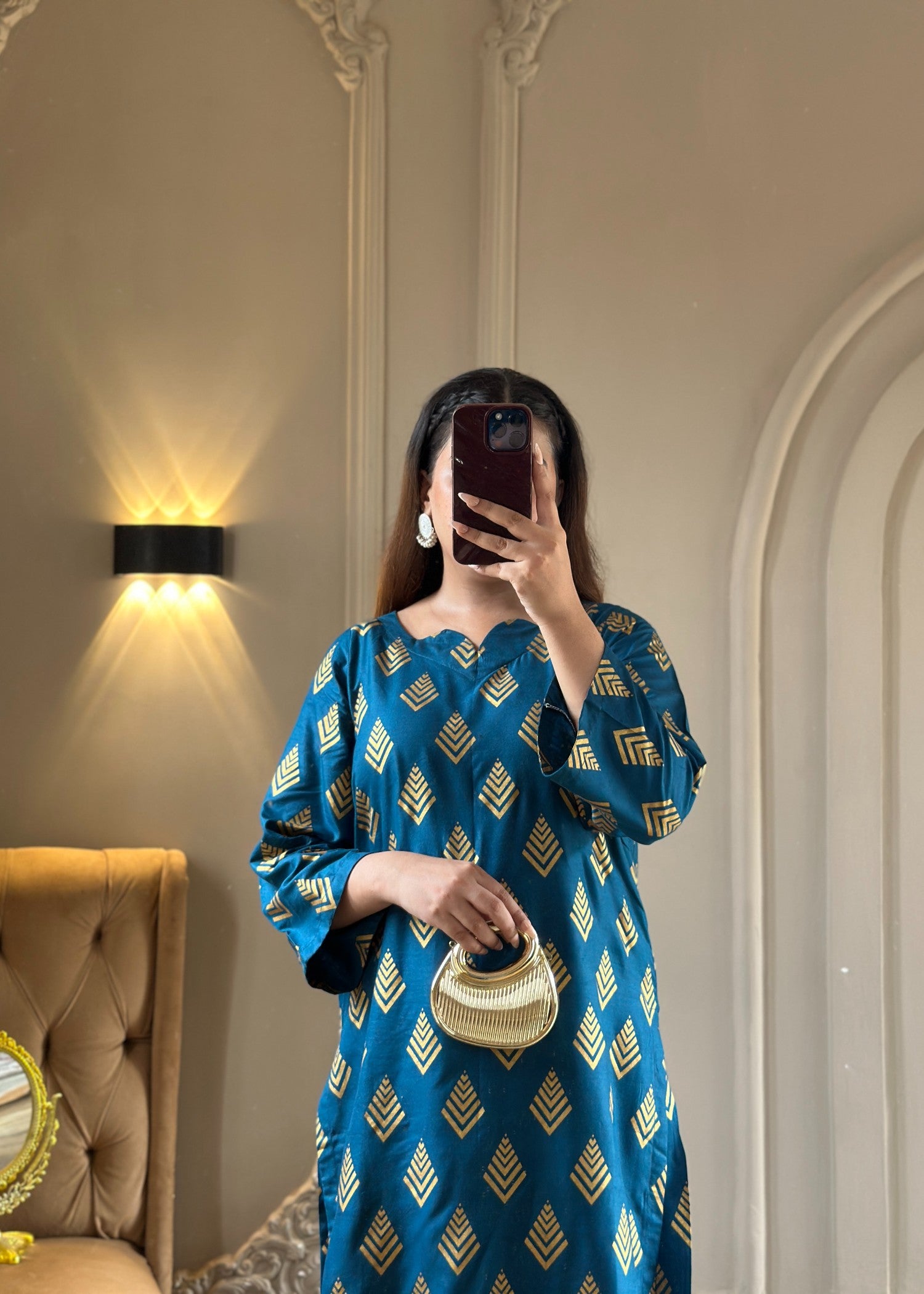 arabic lawn Co Ord Sets in Ocean blue