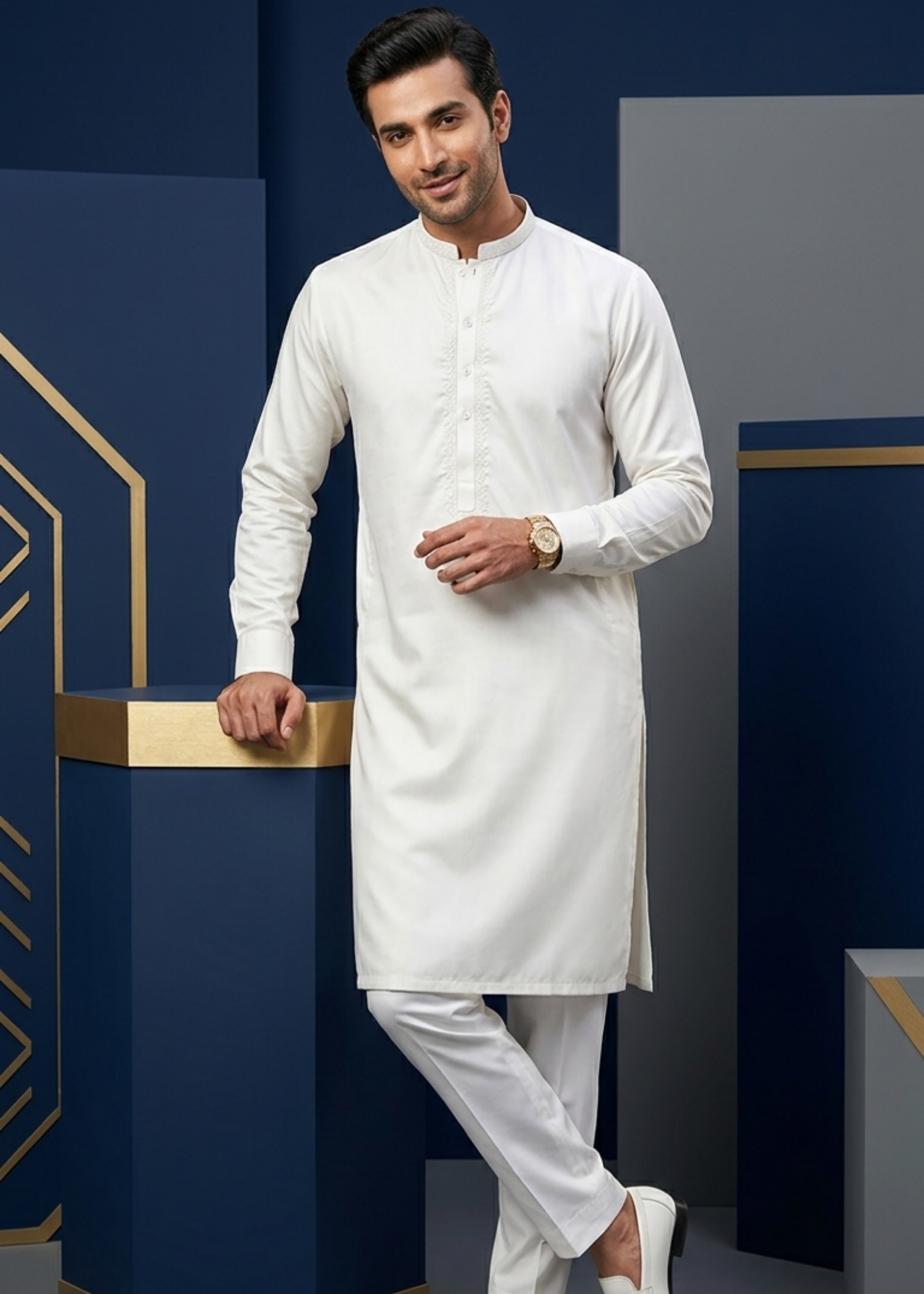 wash & wear Kurta Set in White