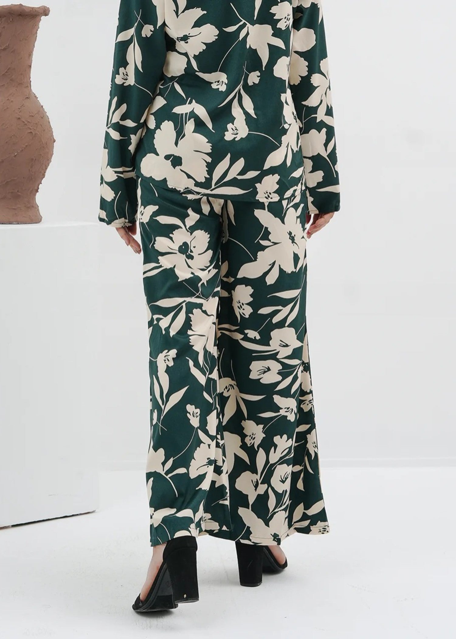 blended satin polyester Co Ord Sets in Green