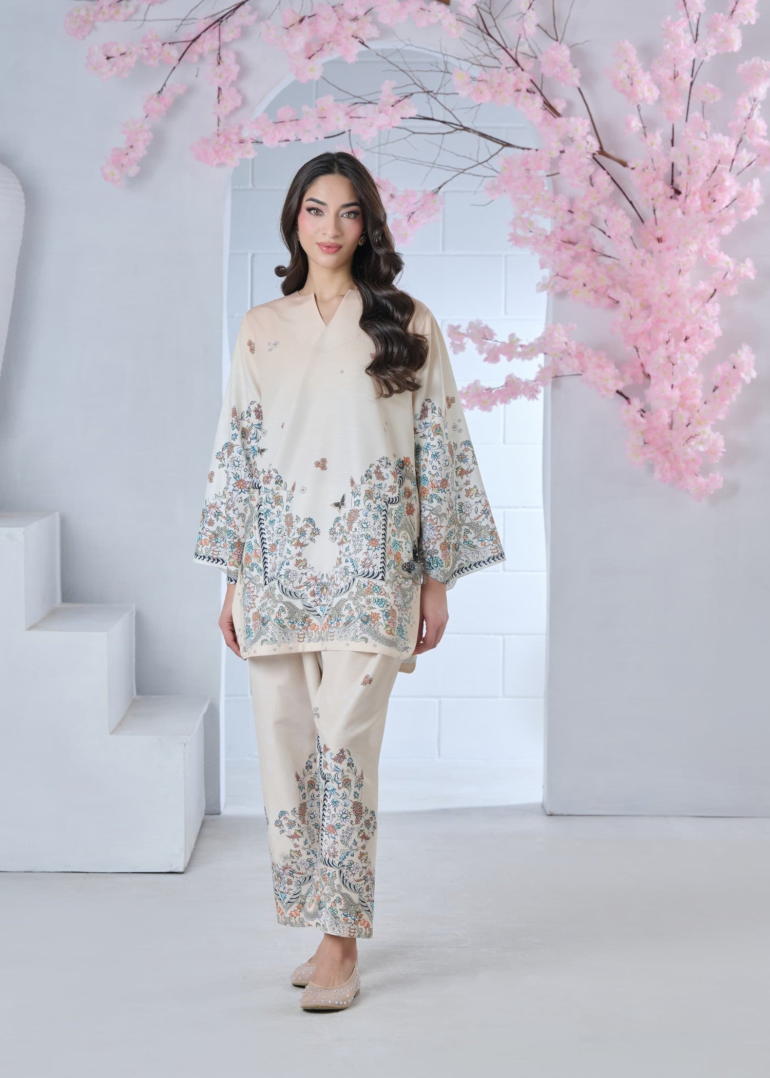 raw silk Co Ord Sets in Off-white