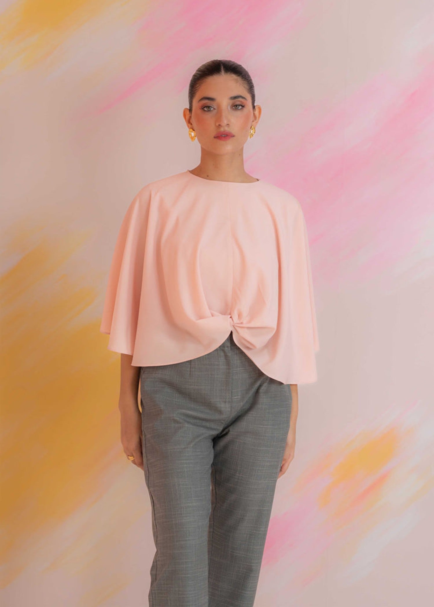 crepe Top in Salmon pink