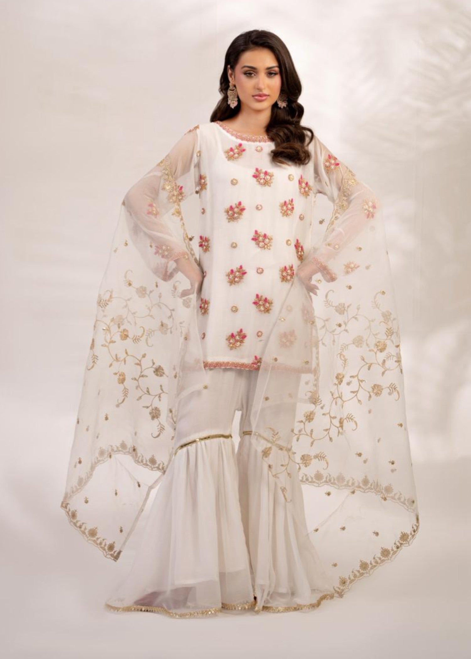crinkle Gharara in White