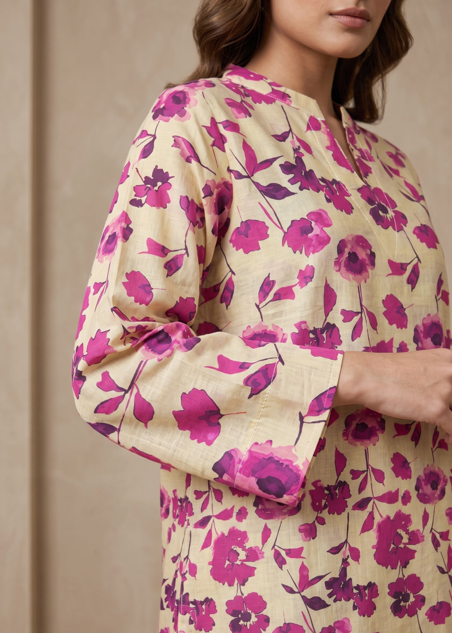 lawn cotton Kurti in Cream