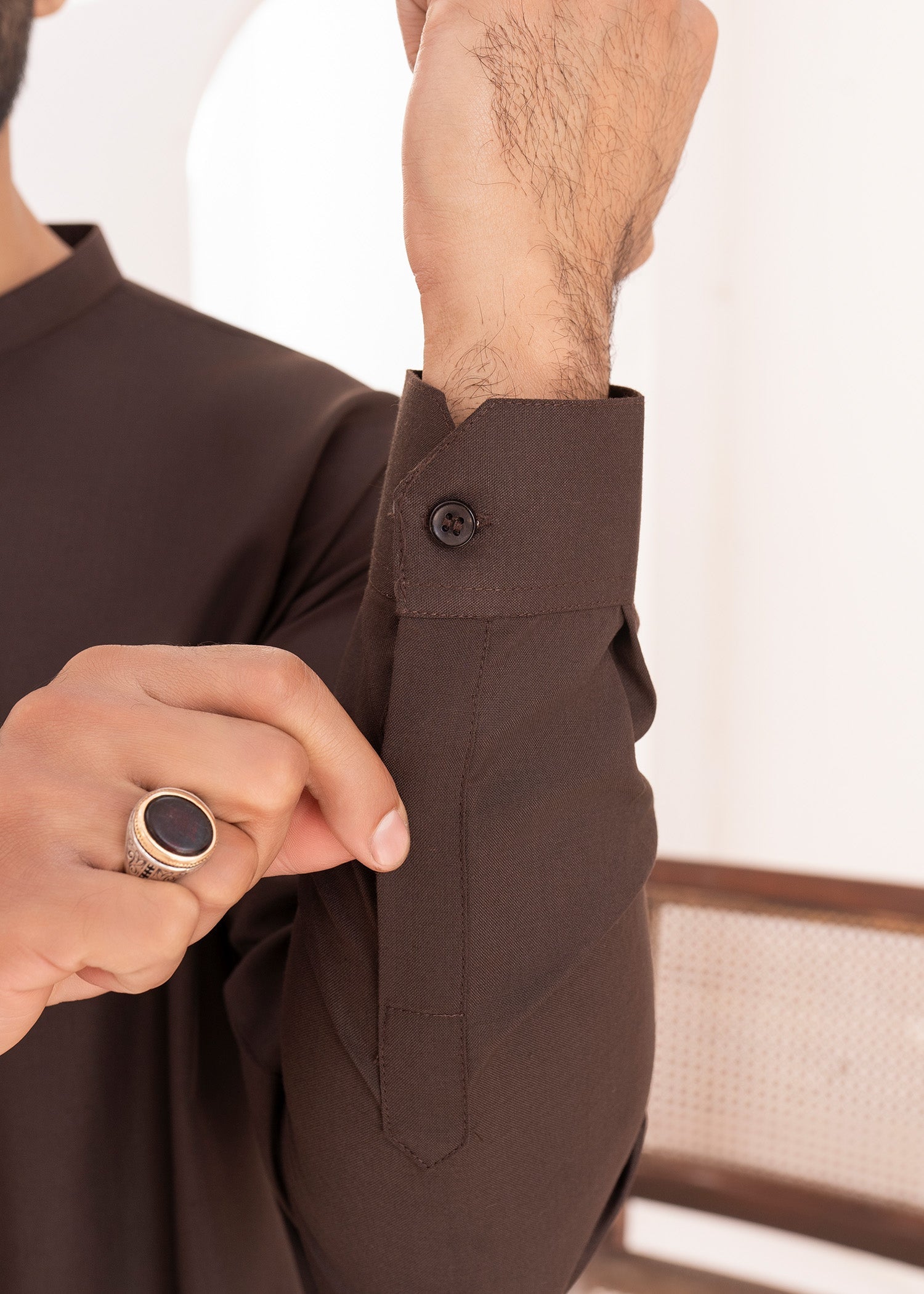 wash & wear Shalwar Kameez in Bistre brown