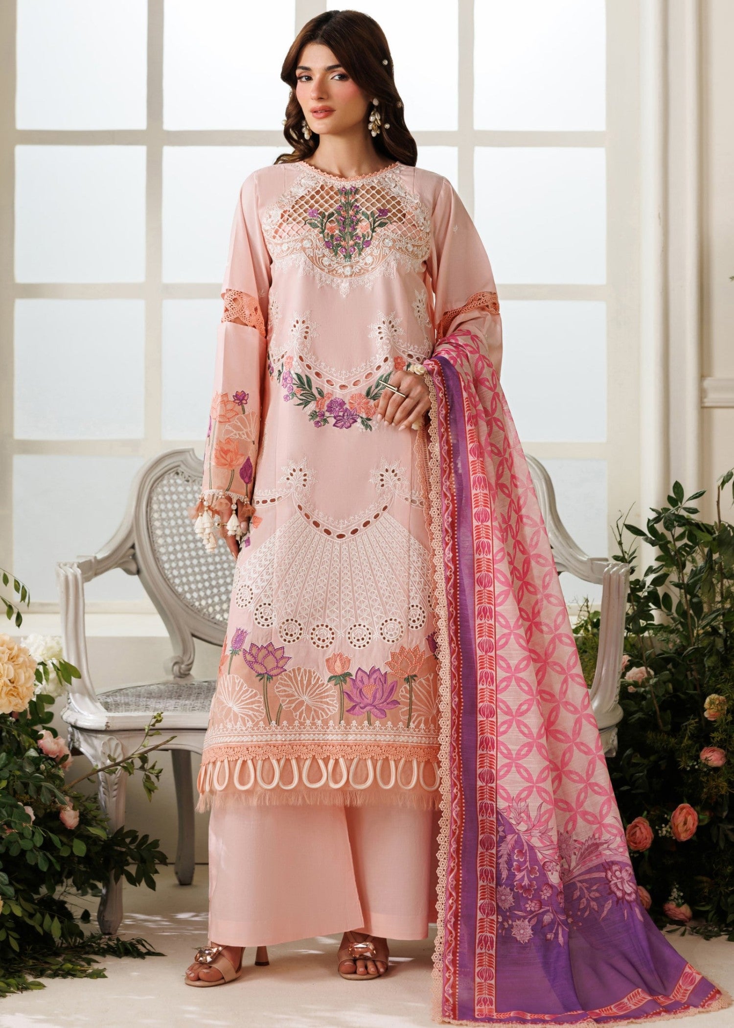 lawn Unstitched in Cherry blossom pink