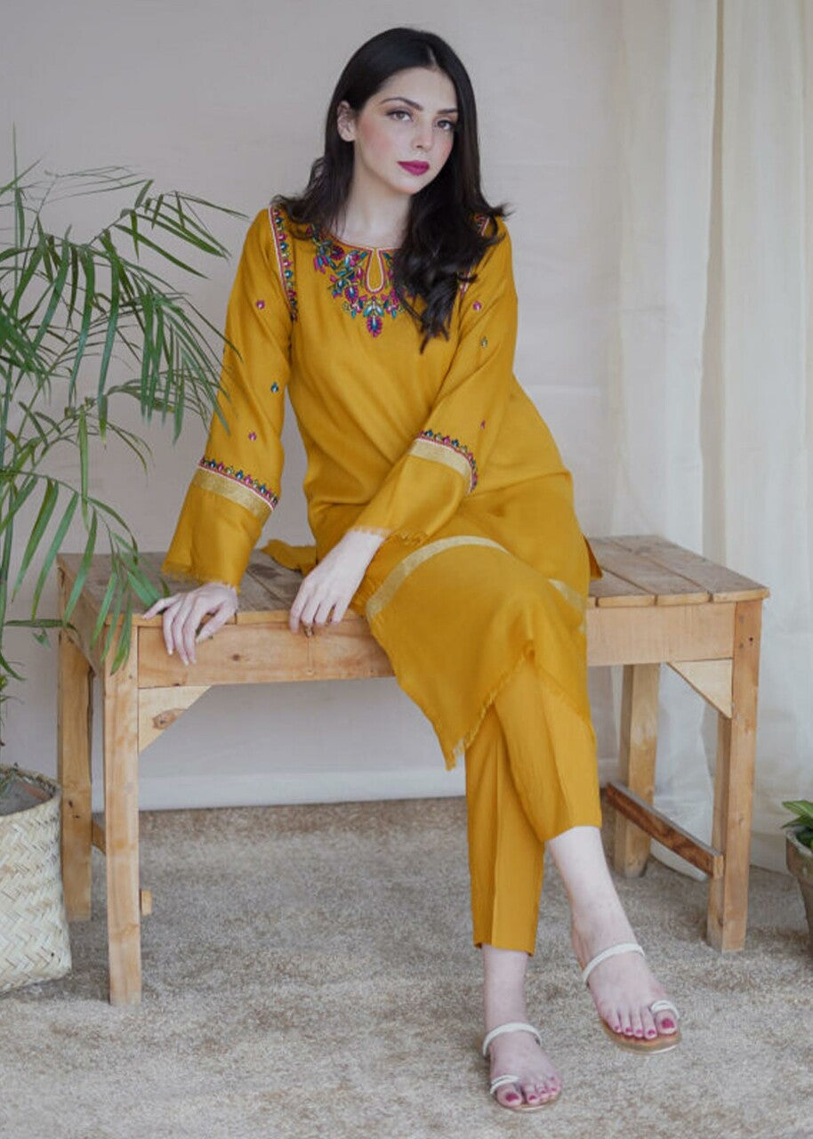 pashmina Kurta Set in Mustard